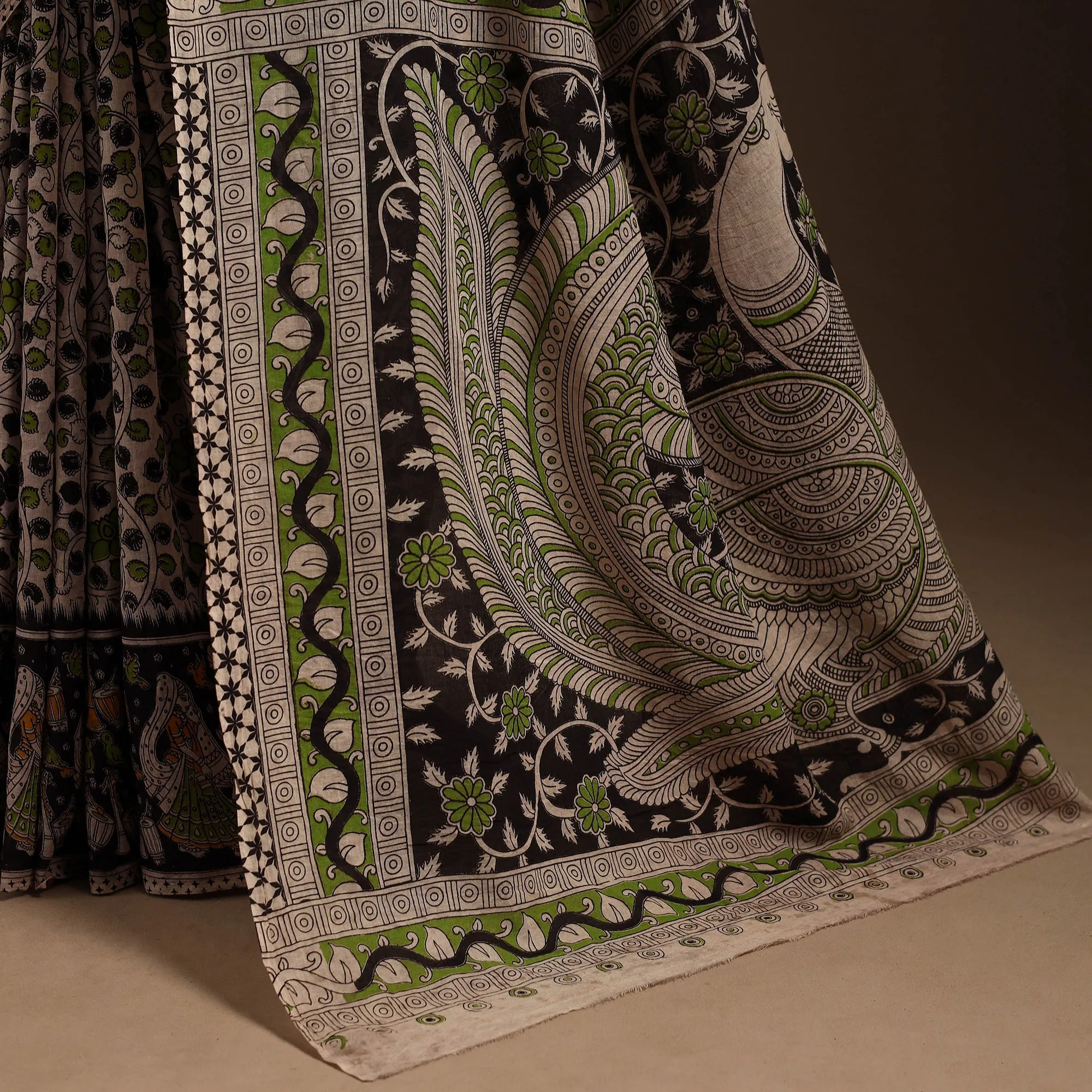 Black - Printed Cotton Kalamkari Saree 12 sold by Itokri product image thumbnail 4