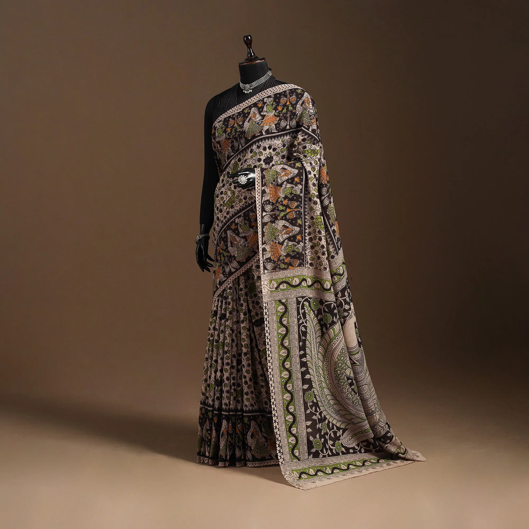 Black - Printed Cotton Kalamkari Saree 12 sold by Itokri