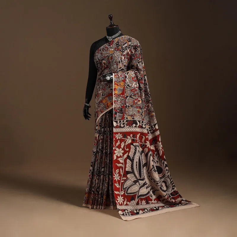 Multicolor - Printed Cotton Kalamkari Saree 07 sold by Itokri