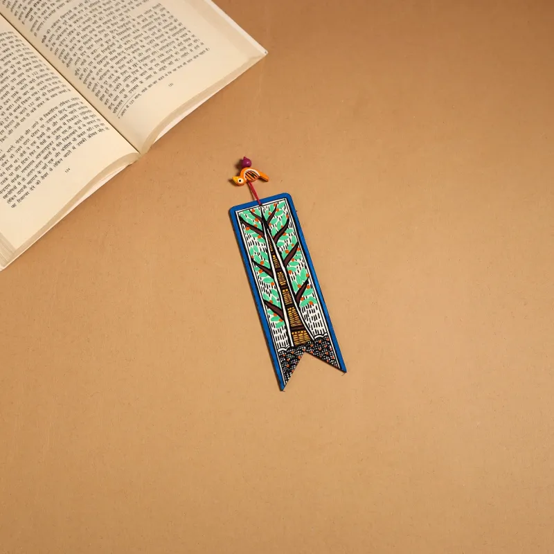 Blue - Madhubani Handpainted Wooden Bookmark 14 sold by Itokri