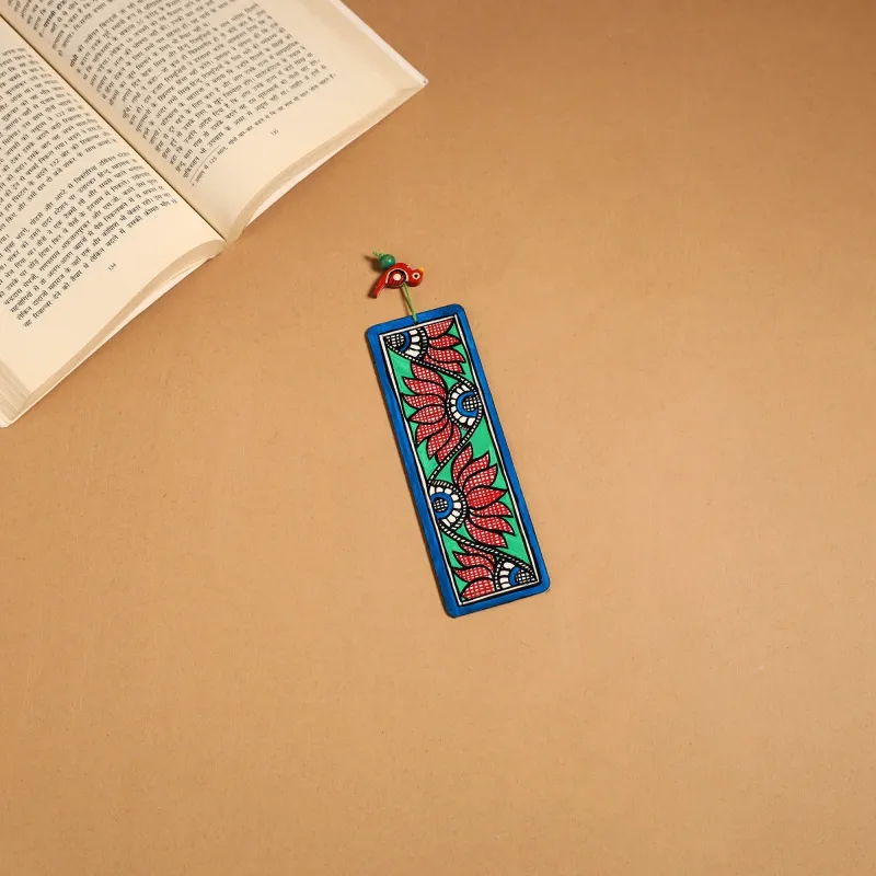 Blue - Madhubani Handpainted Wooden Bookmark 03 sold by Itokri