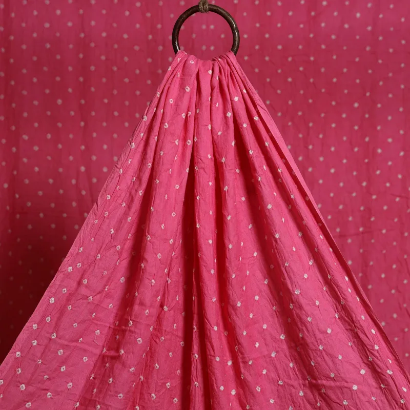 Pink - Kutch Tie-Dye Cotton Bandhani Fabric 03 sold by Itokri
