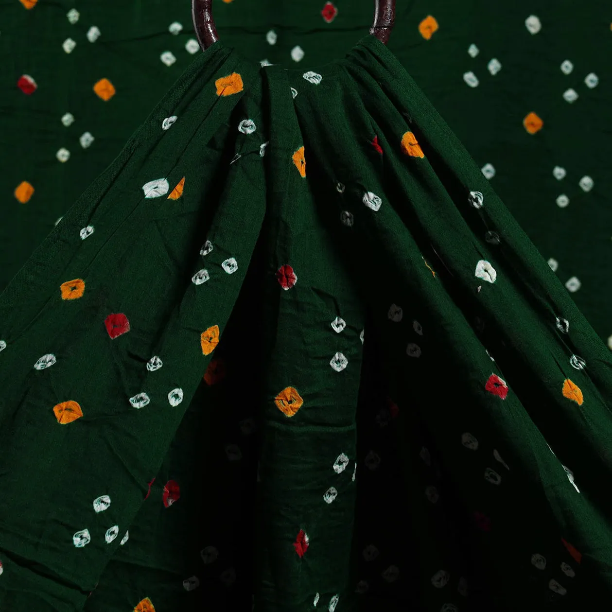 Green - Kutch Tie-Dye Satin Cotton Bandhani Fabric 27 sold by Itokri product image thumbnail 3