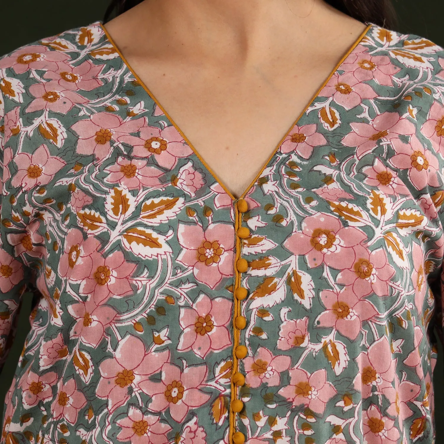 Multicolor - Sanganeri Block Printed Cotton Long Kurta sold by Itokri product image thumbnail 5