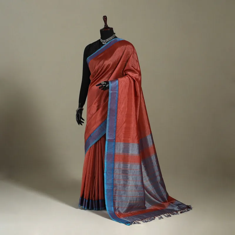 Red - Handloom Silk Cotton Thread Border Mangalagiri Pattu Saree 01 sold by Itokri