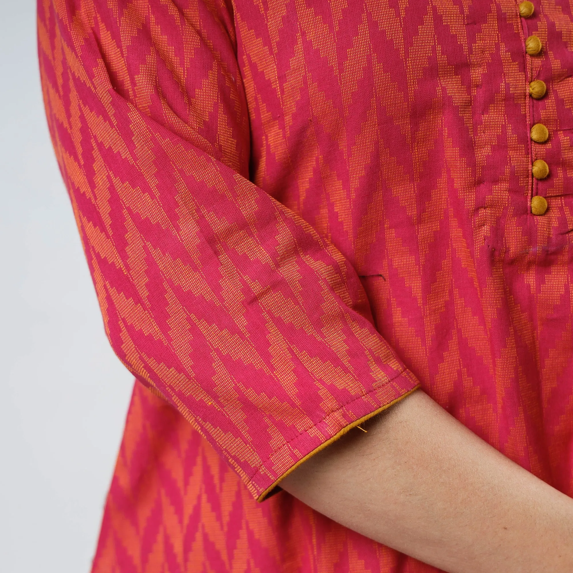 Pink - Cotton A-Line Jacquard Kurta 07 sold by Itokri product image thumbnail 5