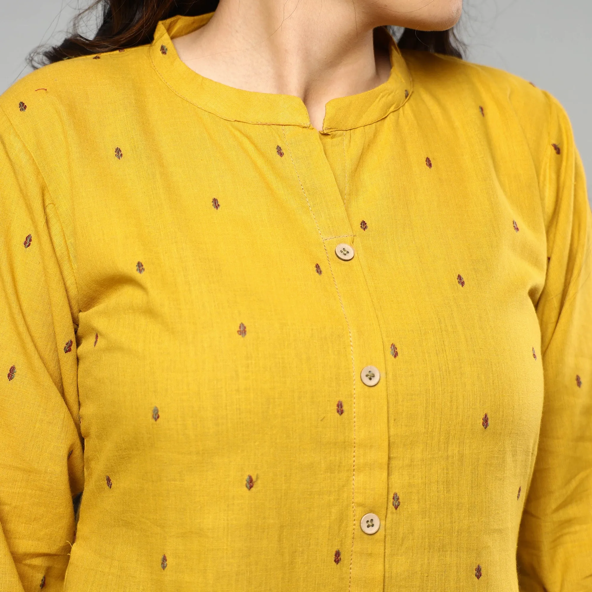 Yellow - Jacquard Cotton A-Line Kurta 15 sold by Itokri product image thumbnail 5