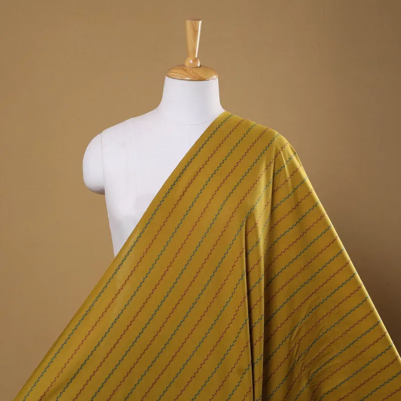 Yellow - Prewashed Cotton Jacquard Fabric 26 sold by Itokri