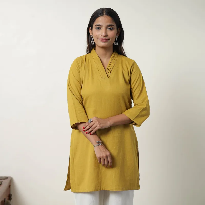 Ruhi Yellow Flex Cotton Short Plain Kurta sold by Itokri