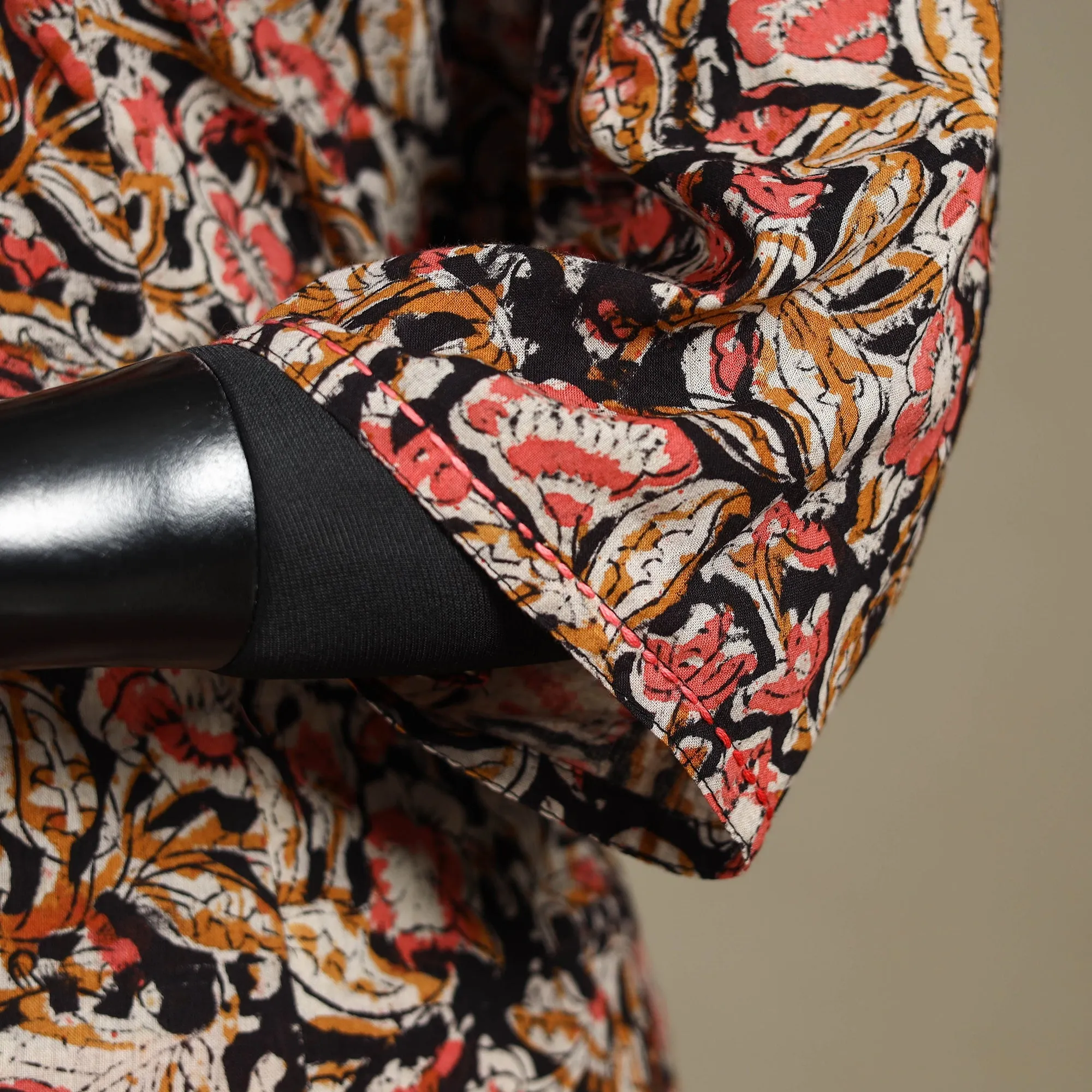 Multicolor - Pedana Block Print Natural Dyed Cotton A-Line Hand Embroidery Kalamkari Kurta 08 sold by Itokri product image thumbnail 4