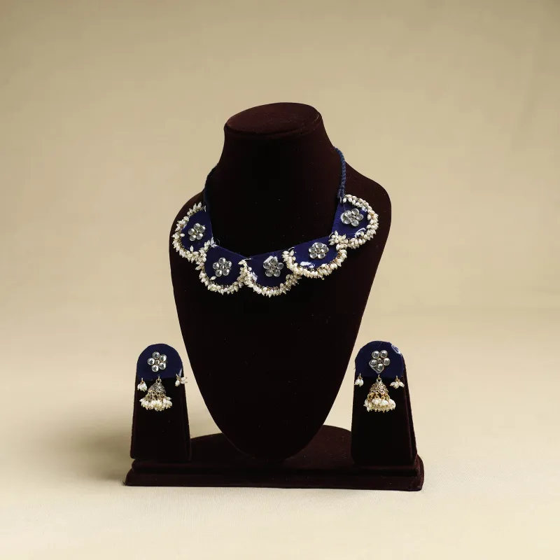 Blue - Fabart Pearl & Stone Work Necklace Set 13 sold by Itokri