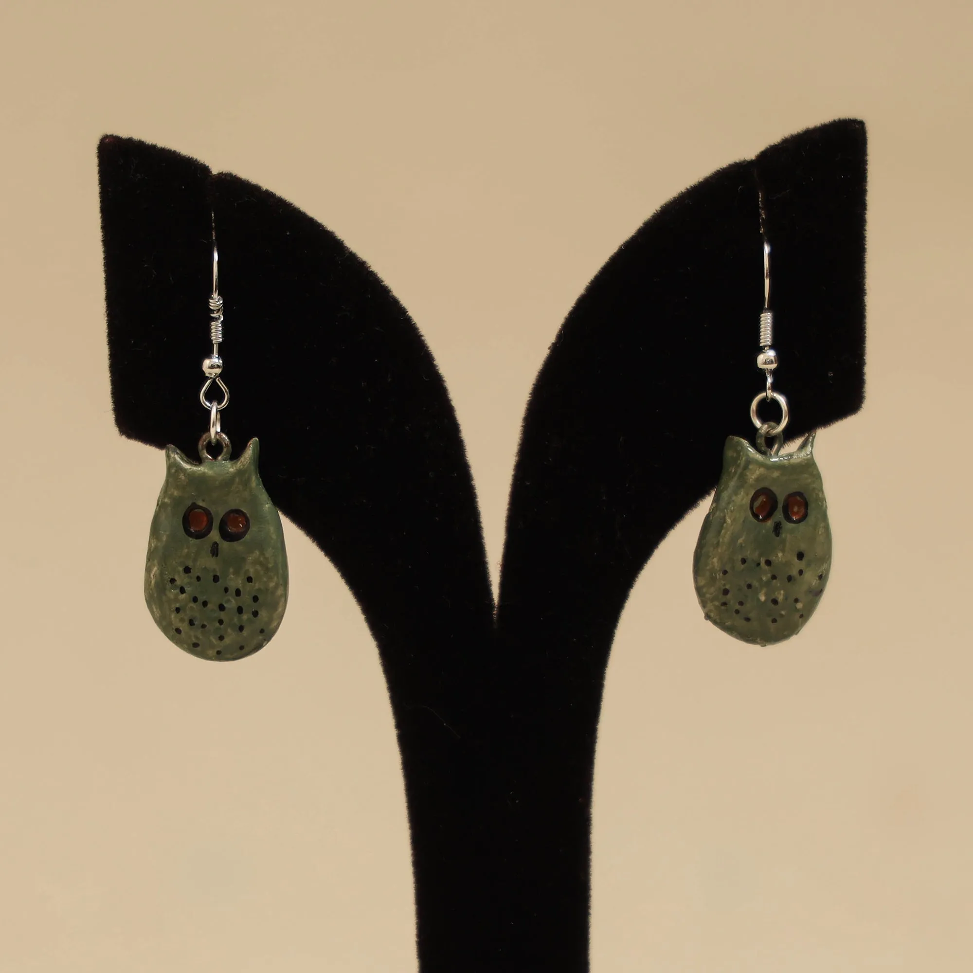 Green - Quirklets Handpainted Clay Owl Earrings 64 sold by Itokri product image thumbnail 2