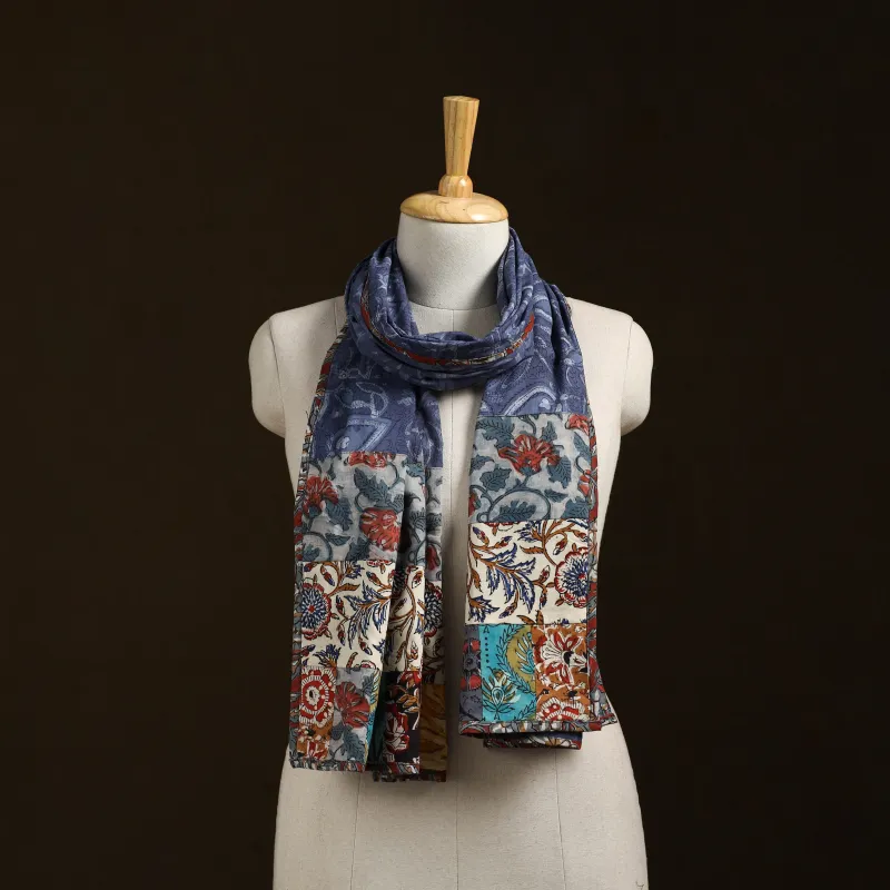 Multicolor - Patchwork Cotton Hand Block Bagru Print Stole 15 made by Itokri