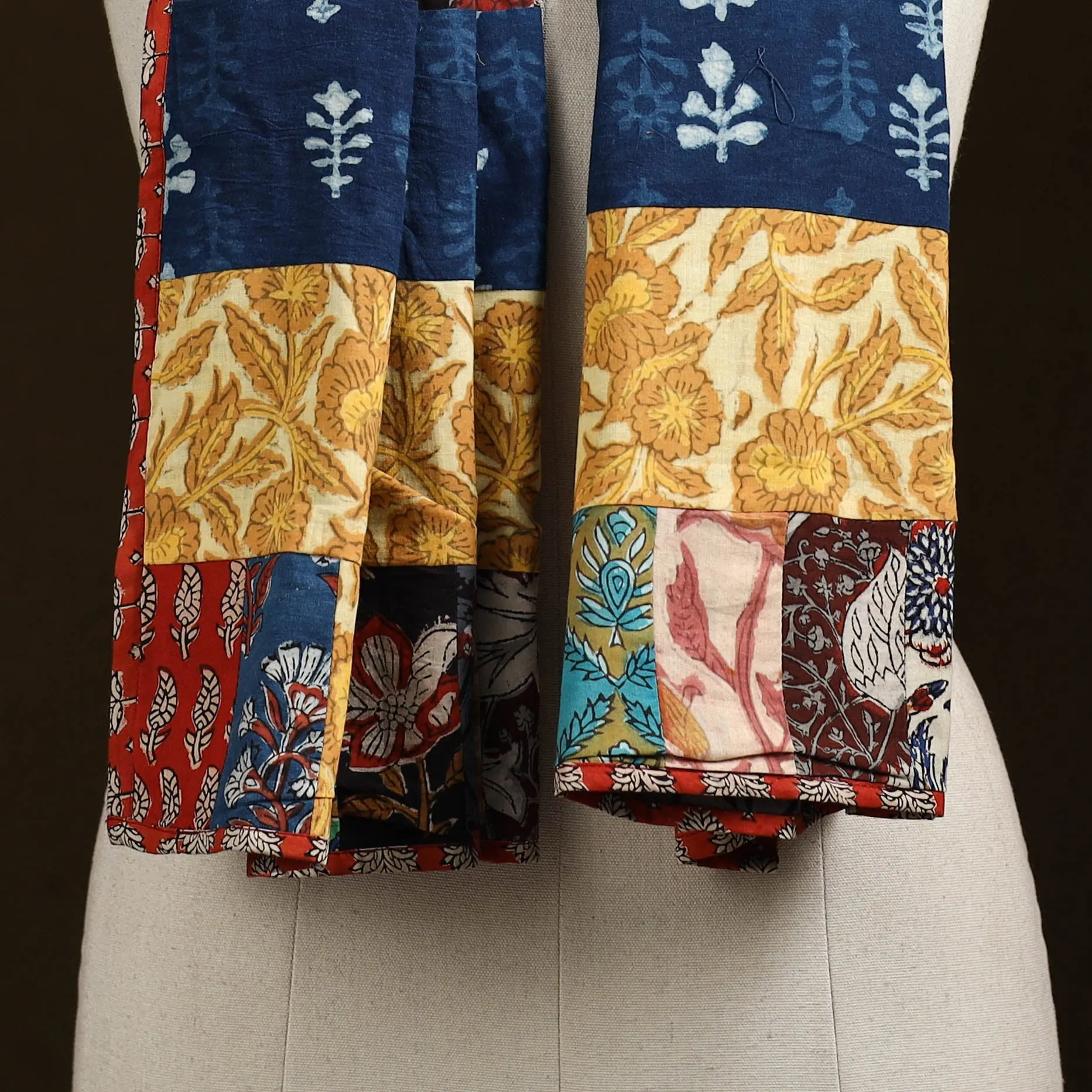 Multicolor - Patchwork Cotton Hand Block Bagru Print Stole 14 sold by Itokri product image thumbnail 3