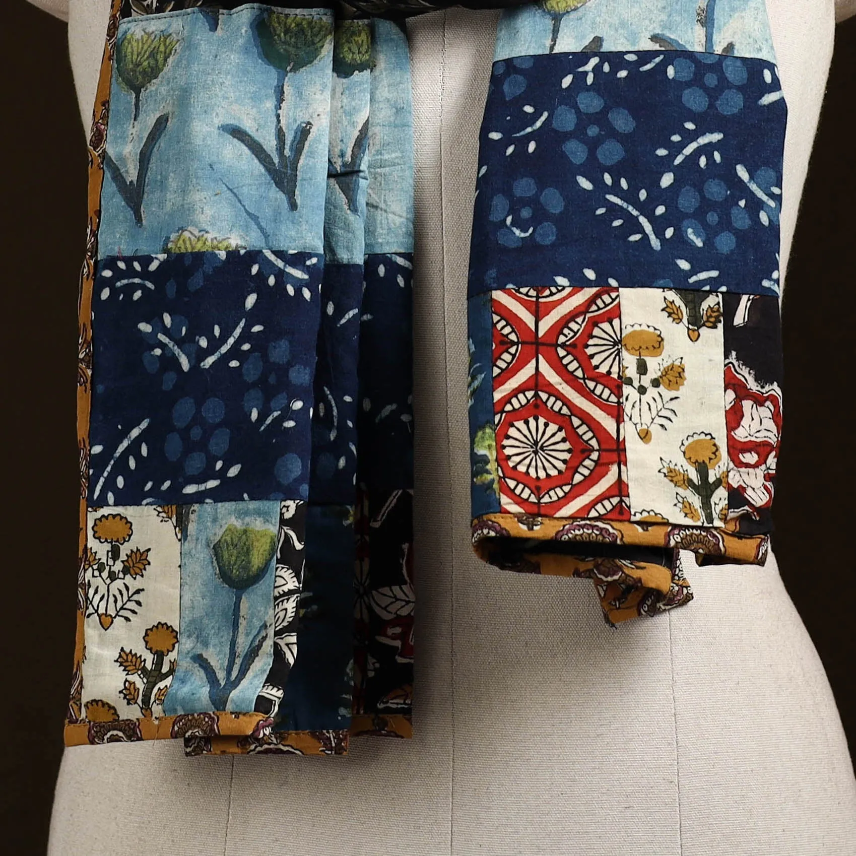 Multicolor - Patchwork Cotton Hand Block Bagru Print Stole 05 sold by Itokri product image thumbnail 3