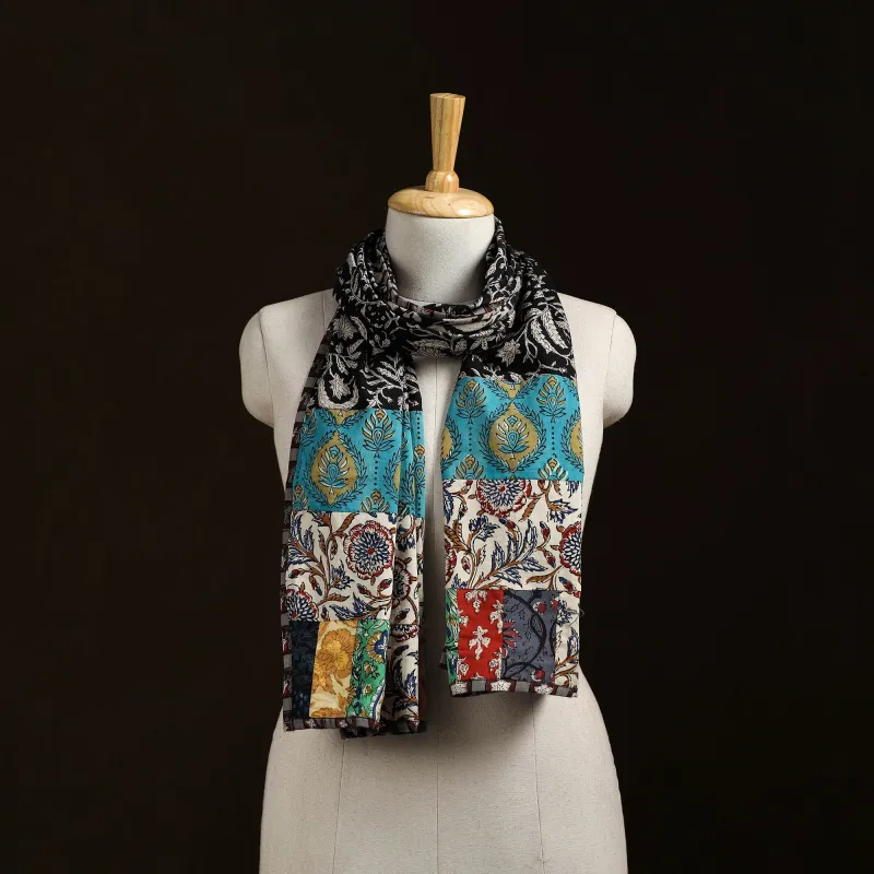 Patchwork Cotton Hand Block Bagru Print Stole 03 sold by Itokri