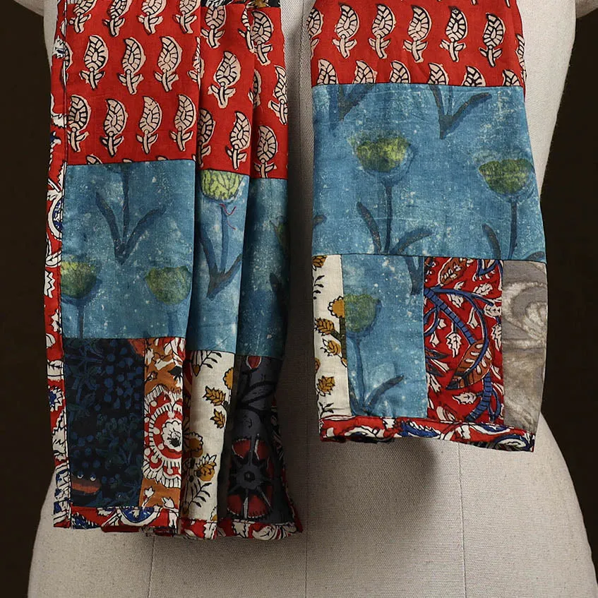 Multicolor - Patchwork Cotton Hand Block Bagru Print Stole 02 sold by Itokri product image thumbnail 3