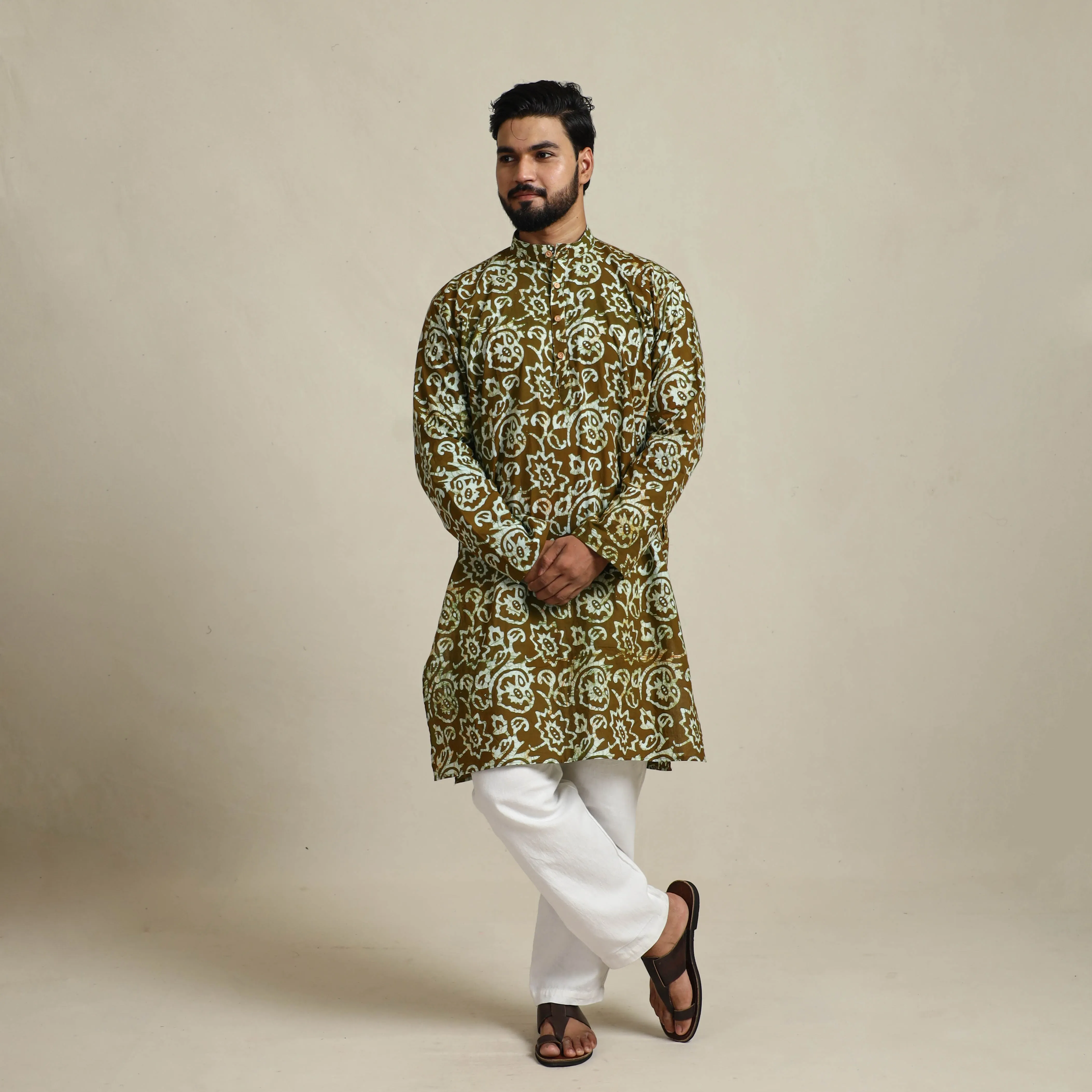 Pure Cotton Men Long Batik Print Kurta 07 sold by Itokri product image thumbnail 2
