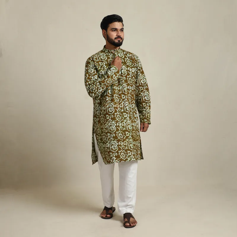Pure Cotton Men Long Batik Print Kurta 07 sold by Itokri