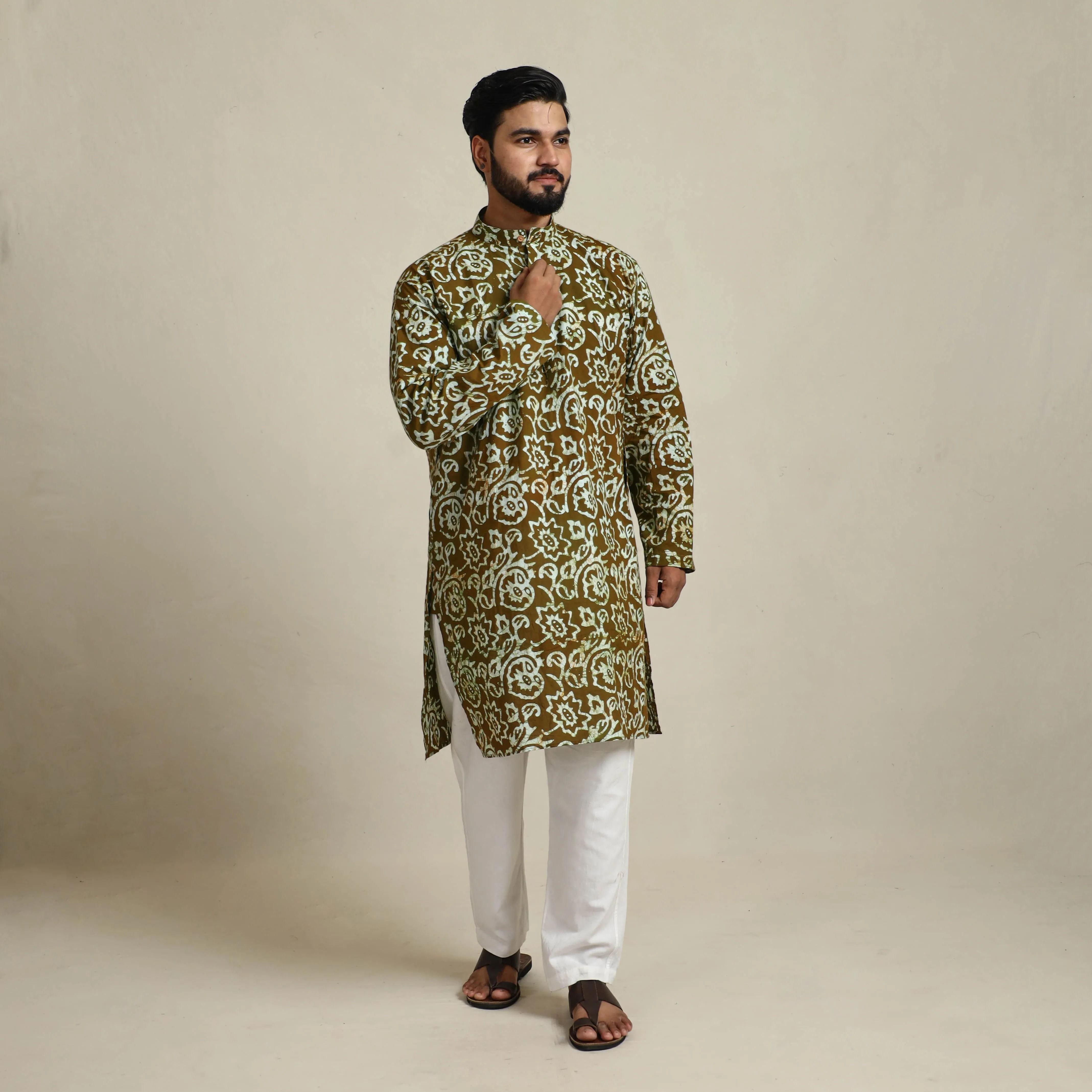 Pure Cotton Men Long Batik Print Kurta 07 sold by Itokri