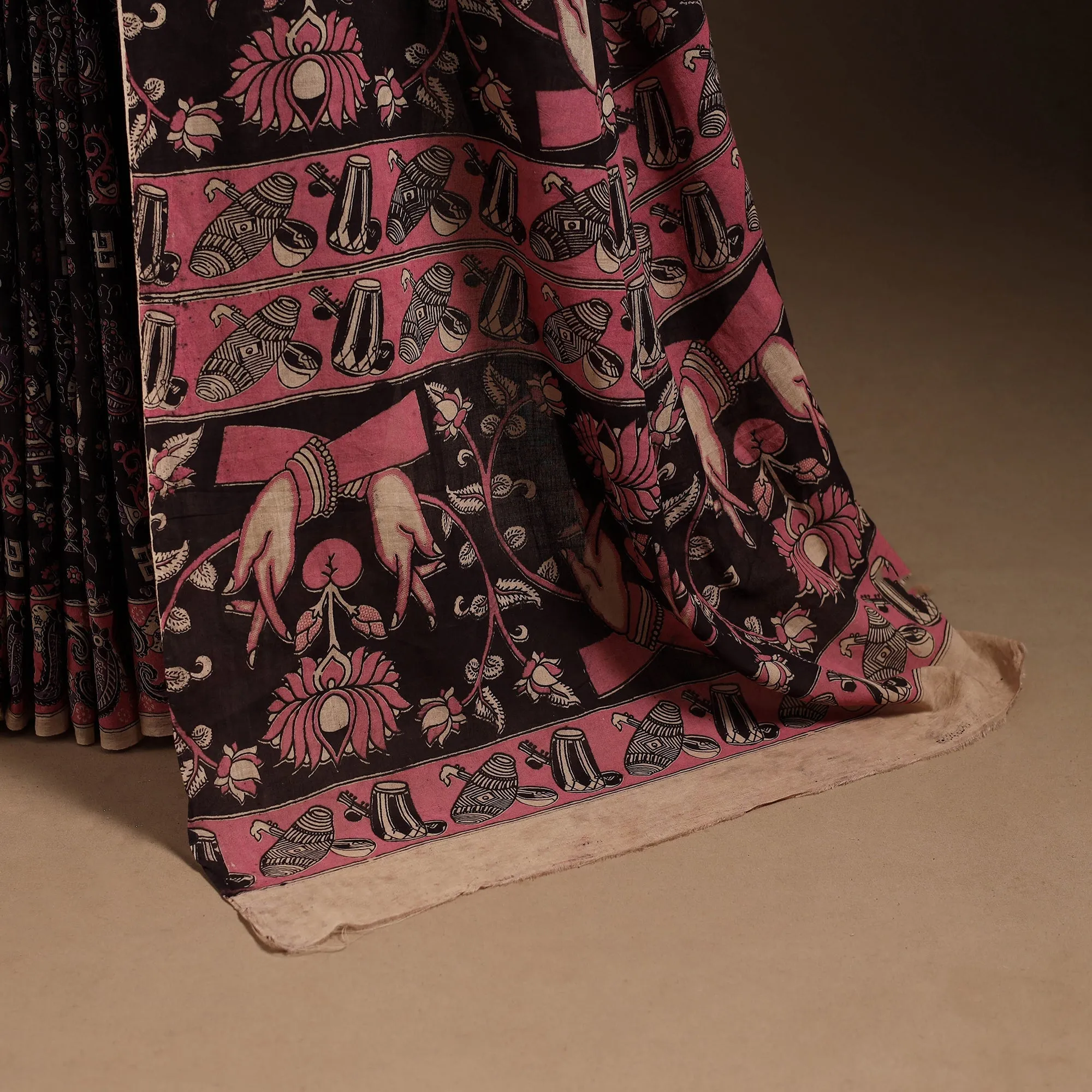 Black - Printed Cotton Kalamkari Saree 03 sold by Itokri product image thumbnail 4