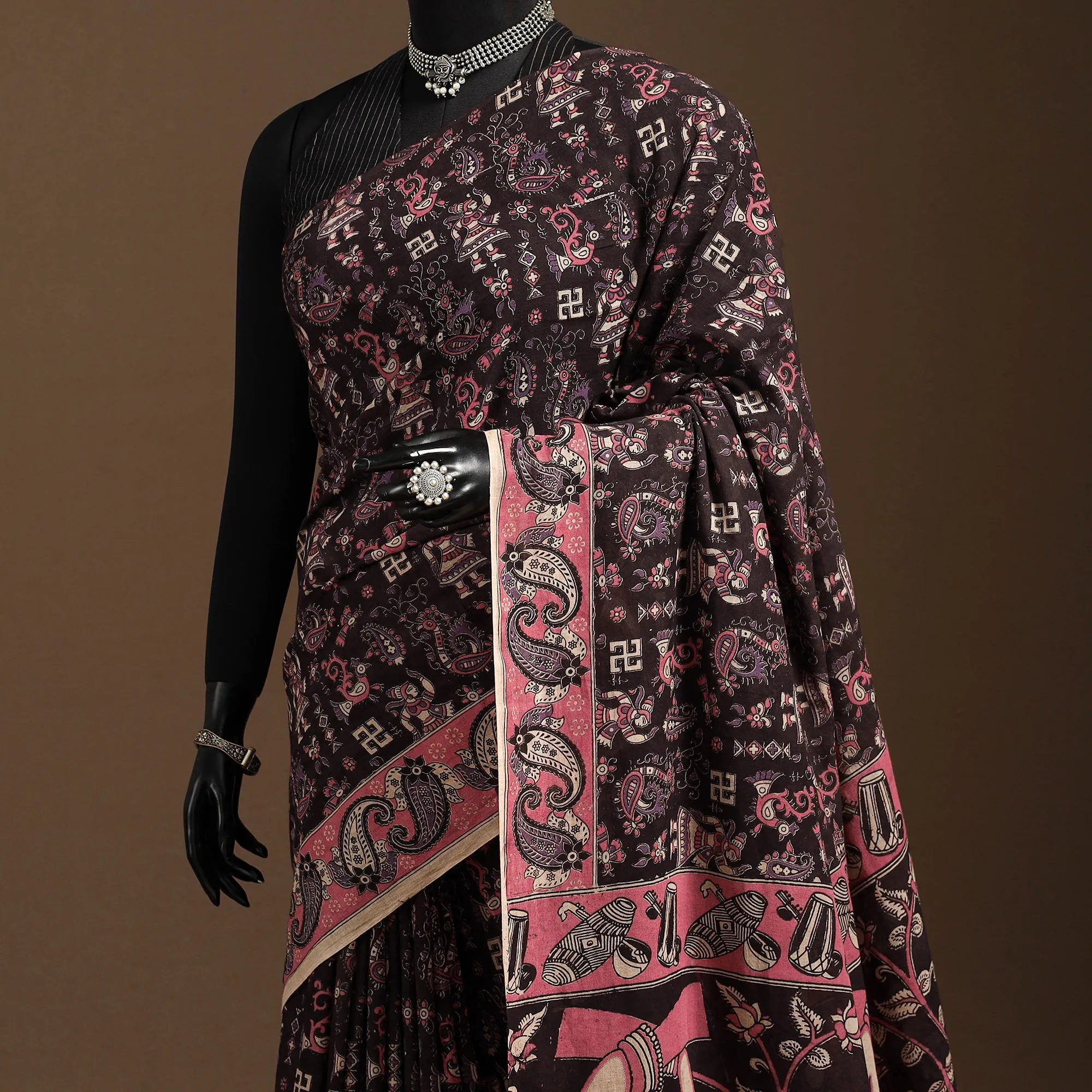 Black - Printed Cotton Kalamkari Saree 03 sold by Itokri product image thumbnail 2