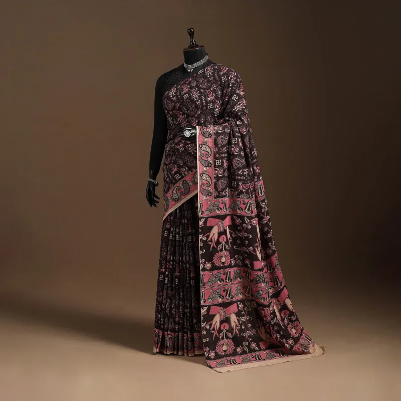Black - Printed Cotton Kalamkari Saree 03 sold by Itokri