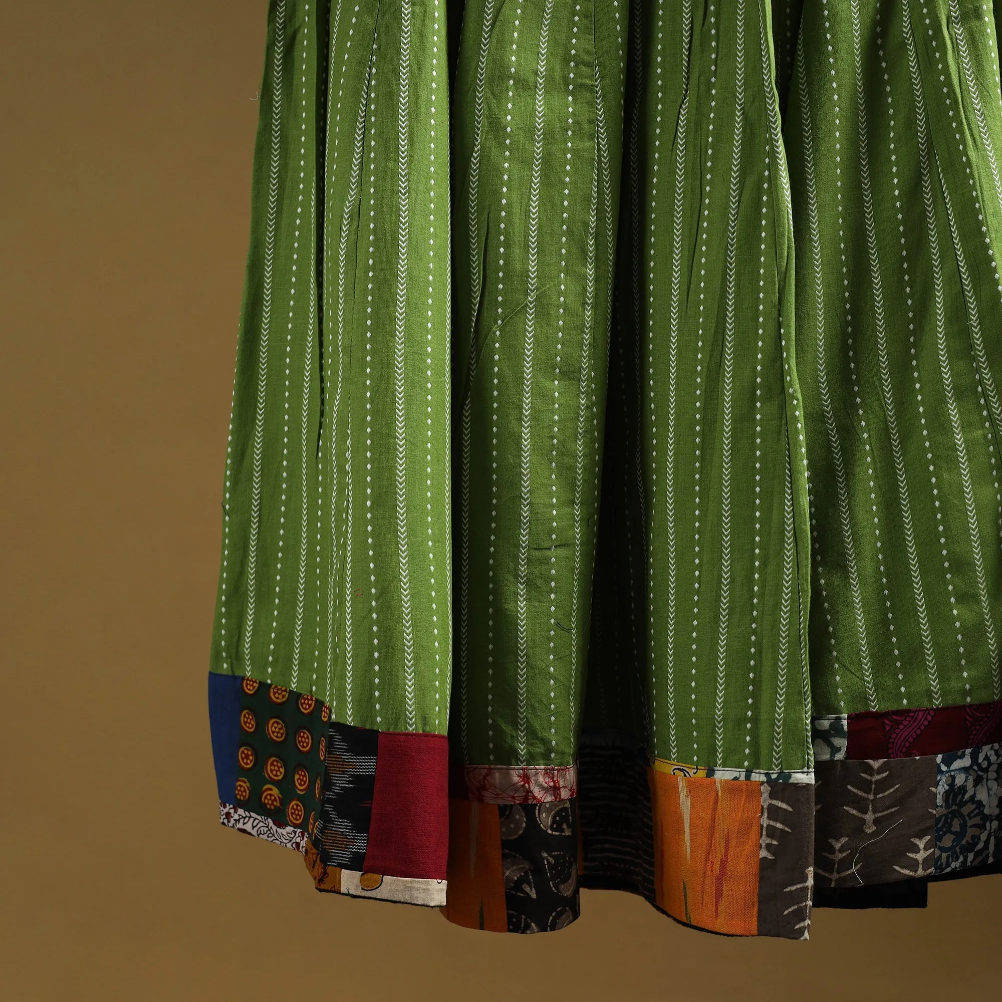 Green - Jacquard Patchwork 24 Kali Cotton Long Skirt 27 sold by Itokri product image thumbnail 4