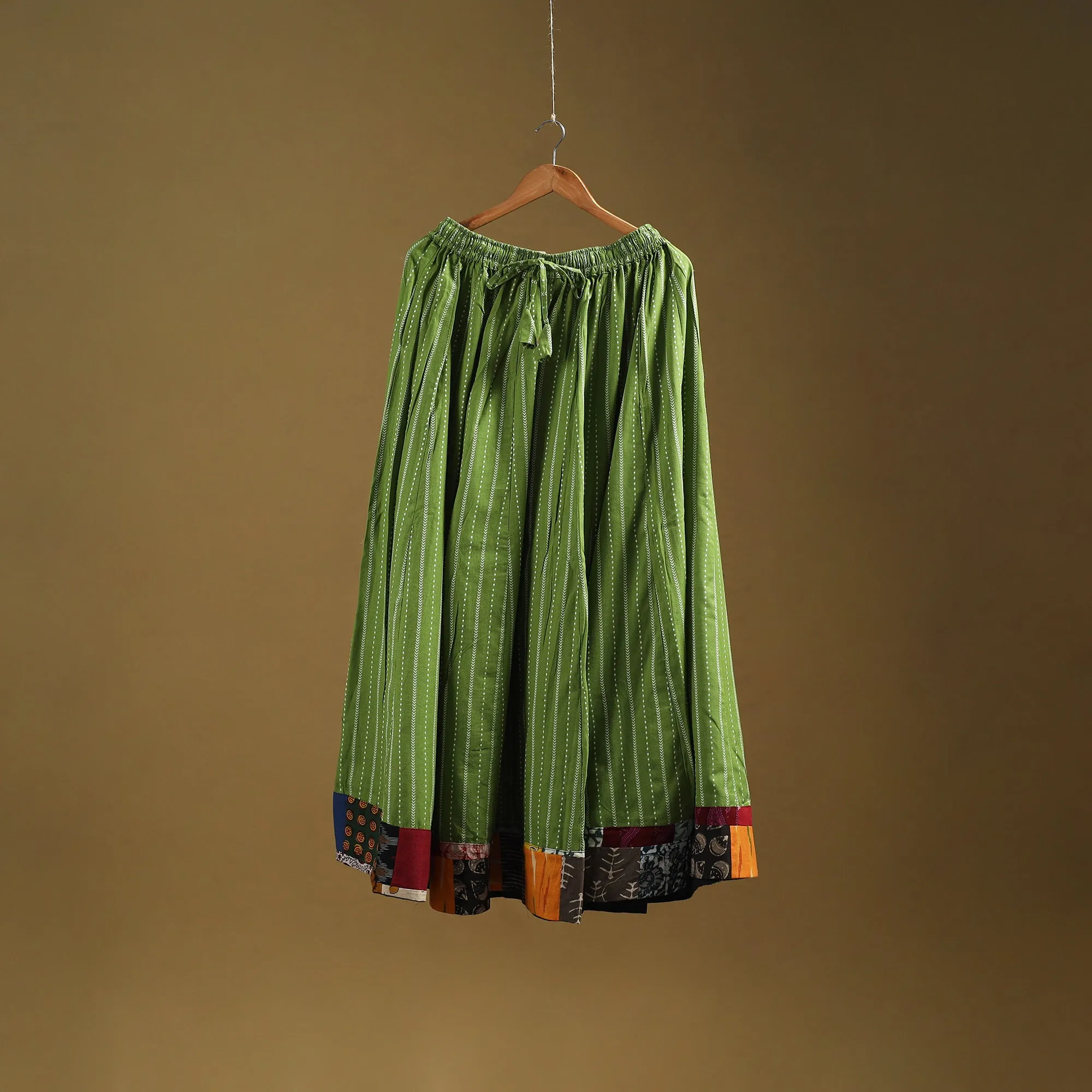 Green - Jacquard Patchwork 24 Kali Cotton Long Skirt 27 sold by Itokri product image thumbnail 5