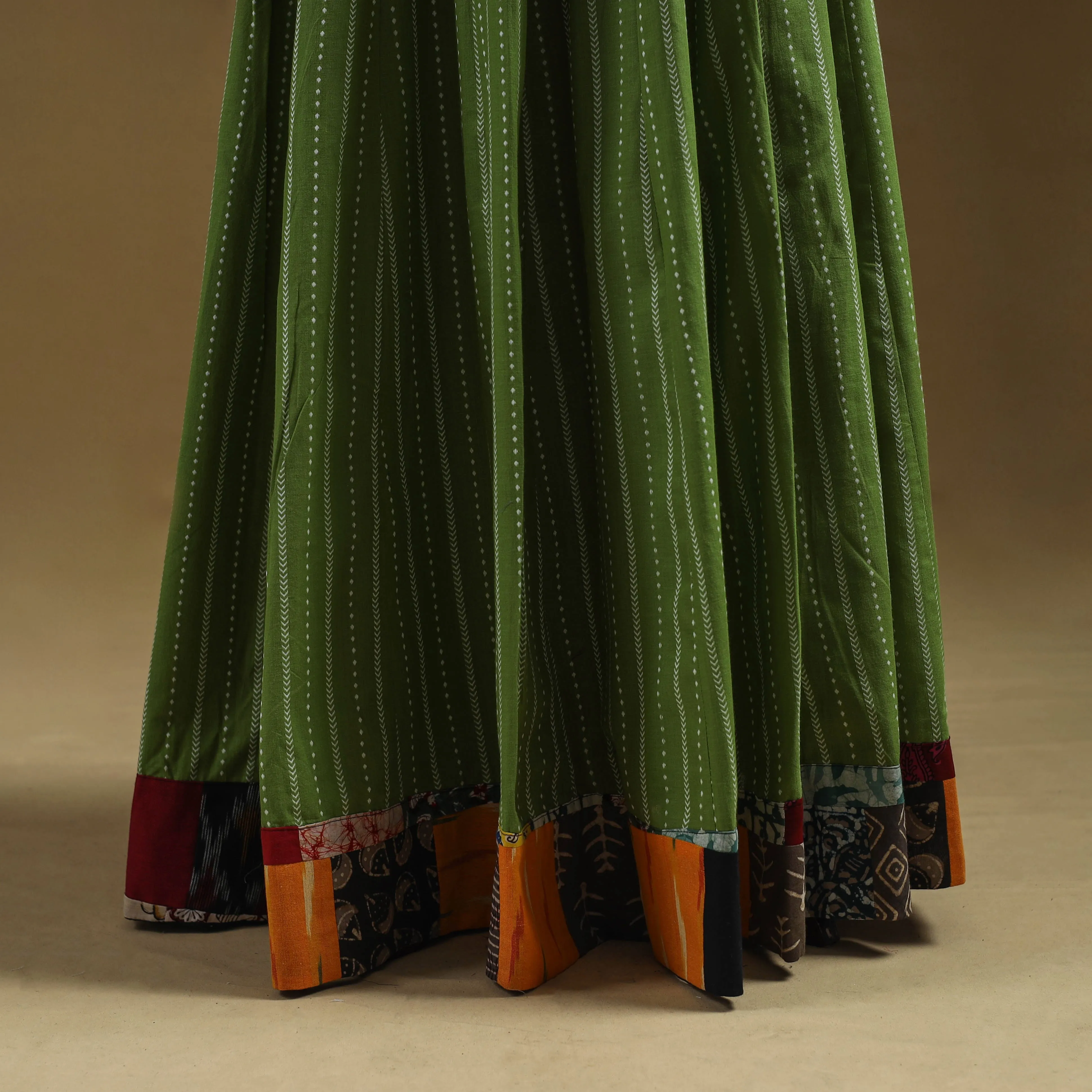 Green - Jacquard Patchwork 24 Kali Cotton Long Skirt 27 sold by Itokri product image thumbnail 3