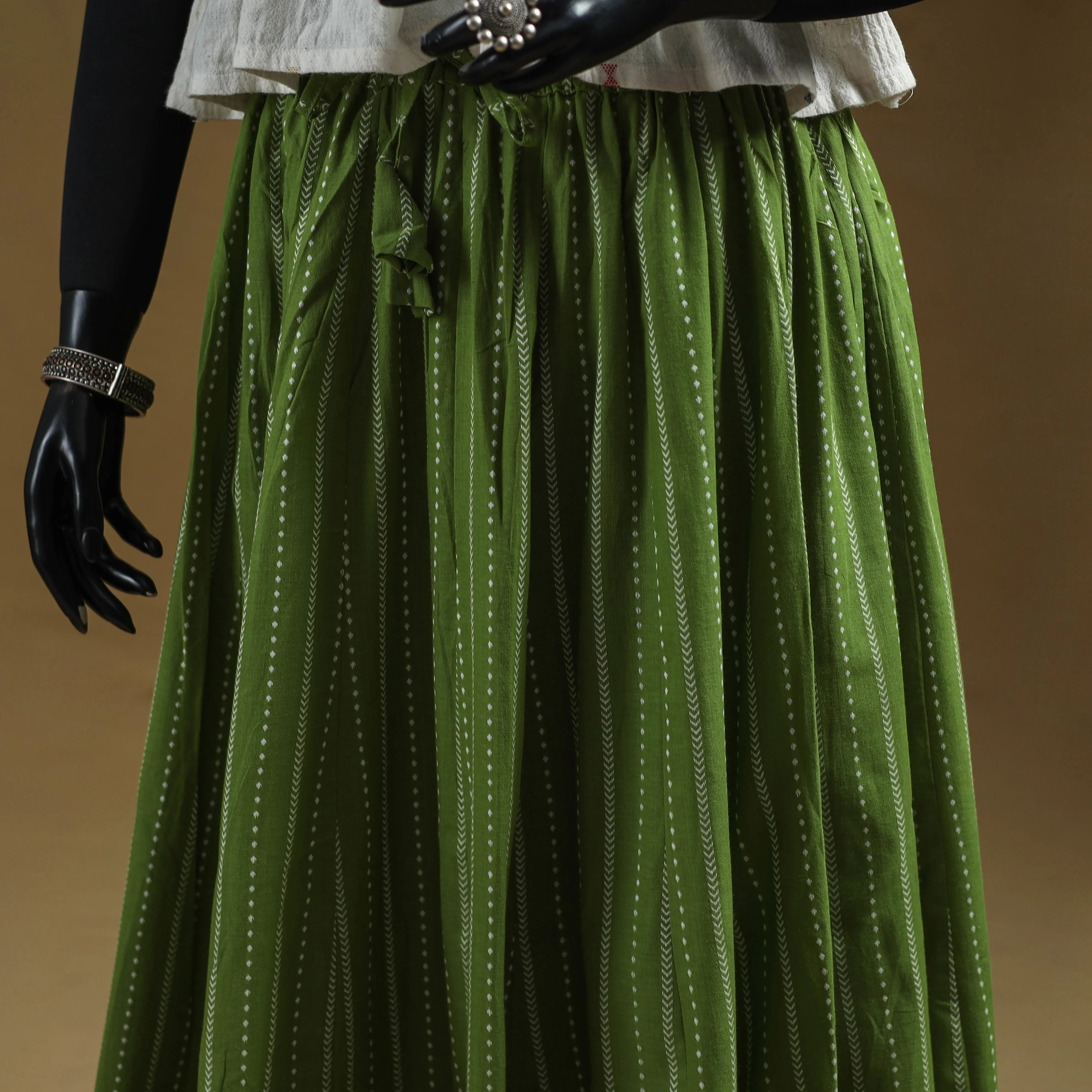 Green - Jacquard Patchwork 24 Kali Cotton Long Skirt 27 sold by Itokri product image thumbnail 2