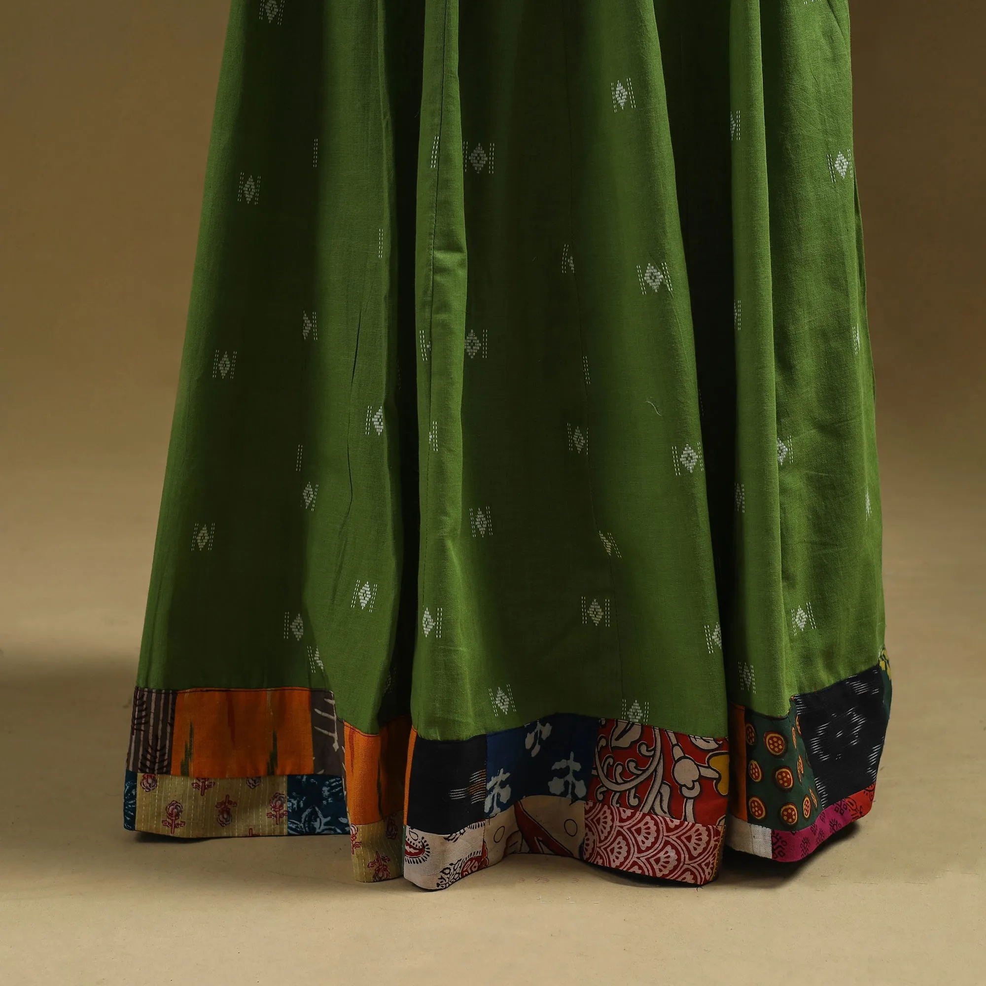 Green - Jacquard Patchwork 24 Kali Cotton Long Skirt 11 sold by Itokri product image thumbnail 3