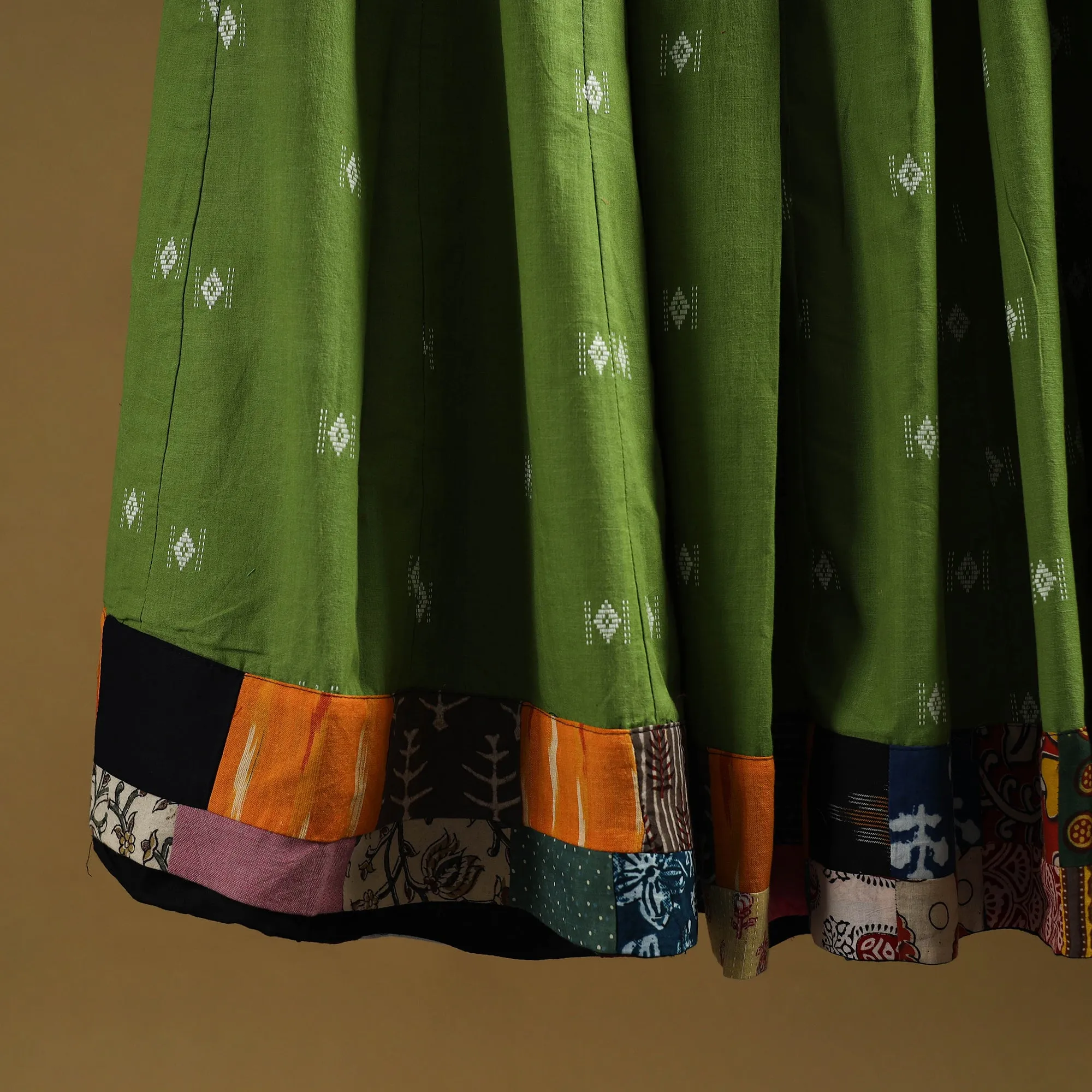 Green - Jacquard Patchwork 24 Kali Cotton Long Skirt 11 sold by Itokri product image thumbnail 4