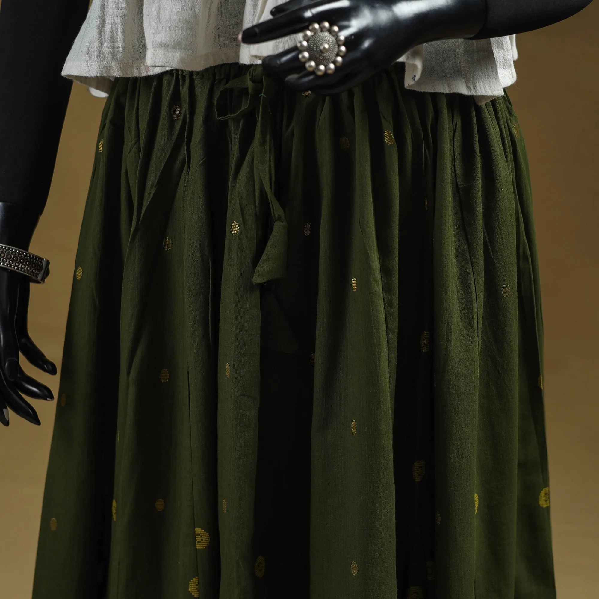 Green - Jacquard Patchwork 24 Kali Cotton Long Skirt 03 sold by Itokri product image thumbnail 2