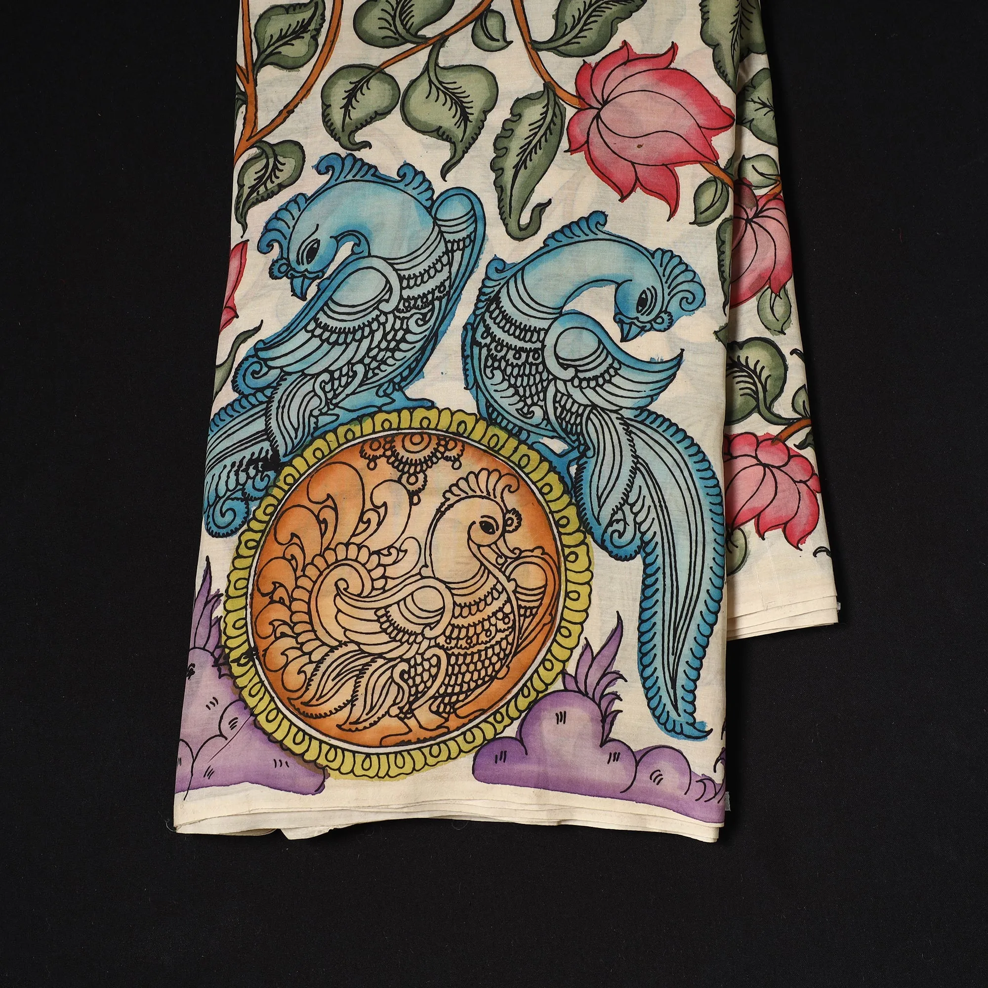 Beige - Handpainted Srikalahasti Silk Cotton Pen Kalamkari Fabric 08 sold by Itokri product image thumbnail 2