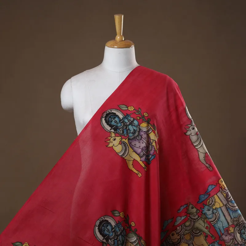 Handpainted Srikalahasti Silk Cotton Pen Kalamkari Fabric 07 sold by Itokri