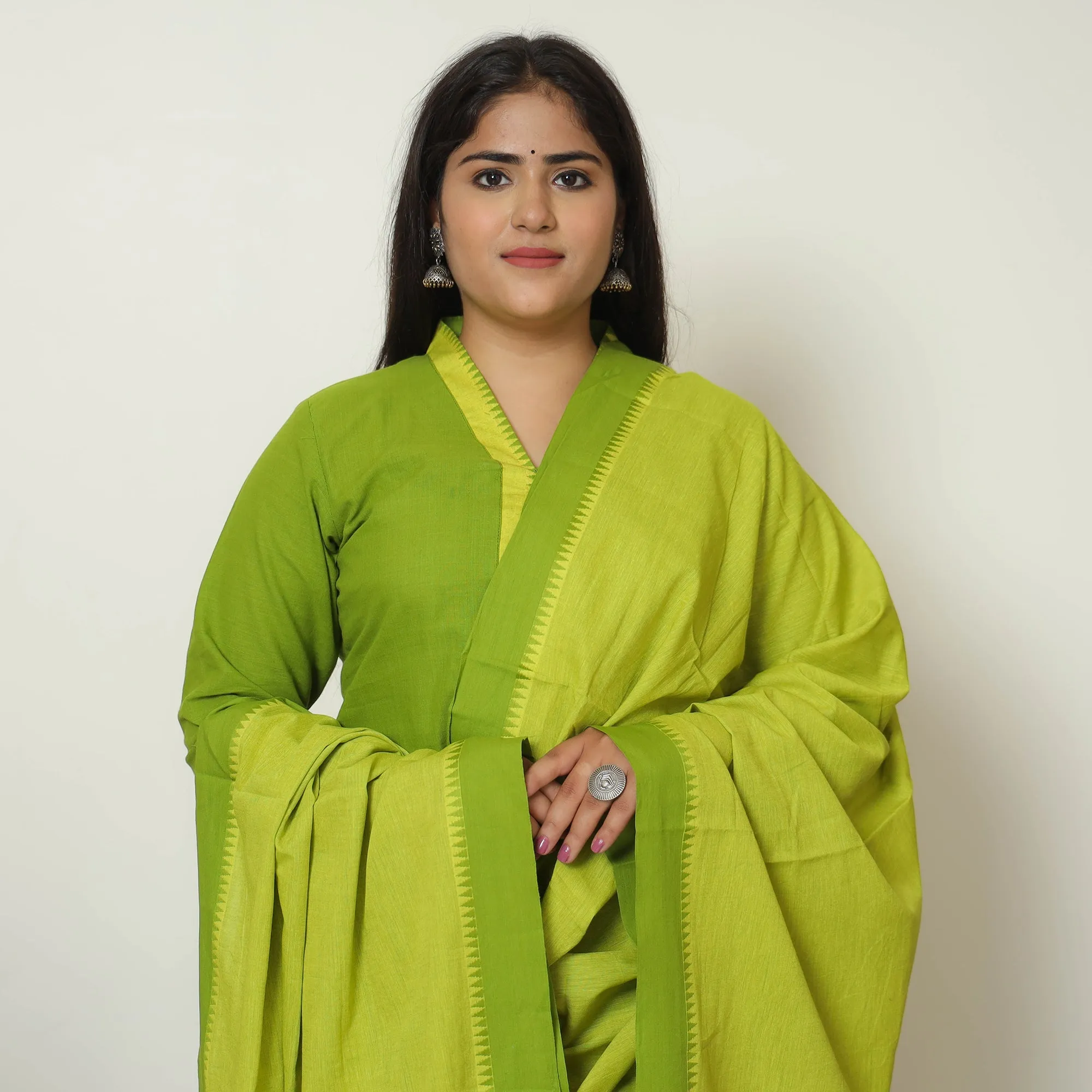 Green - Dharwad Cotton Kurta with Palazzo & Dupatta Set 02 sold by Itokri product image thumbnail 3