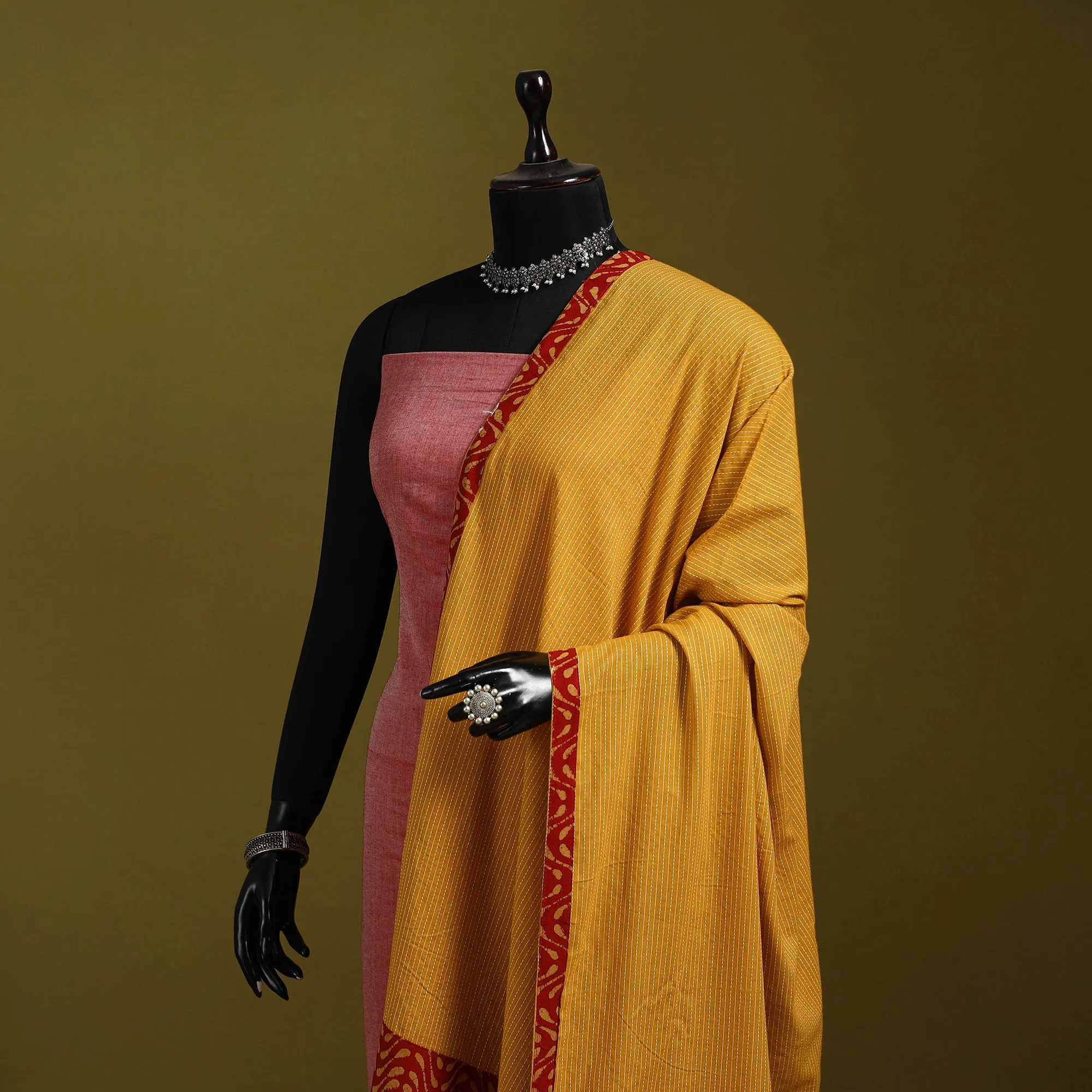 Running Stitch with Patchwork Cotton Dupatta 24 sold by Itokri product image thumbnail 2