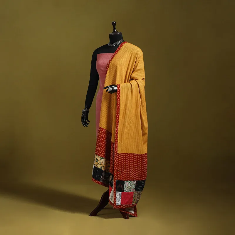 Running Stitch with Patchwork Cotton Dupatta 24 sold by Itokri