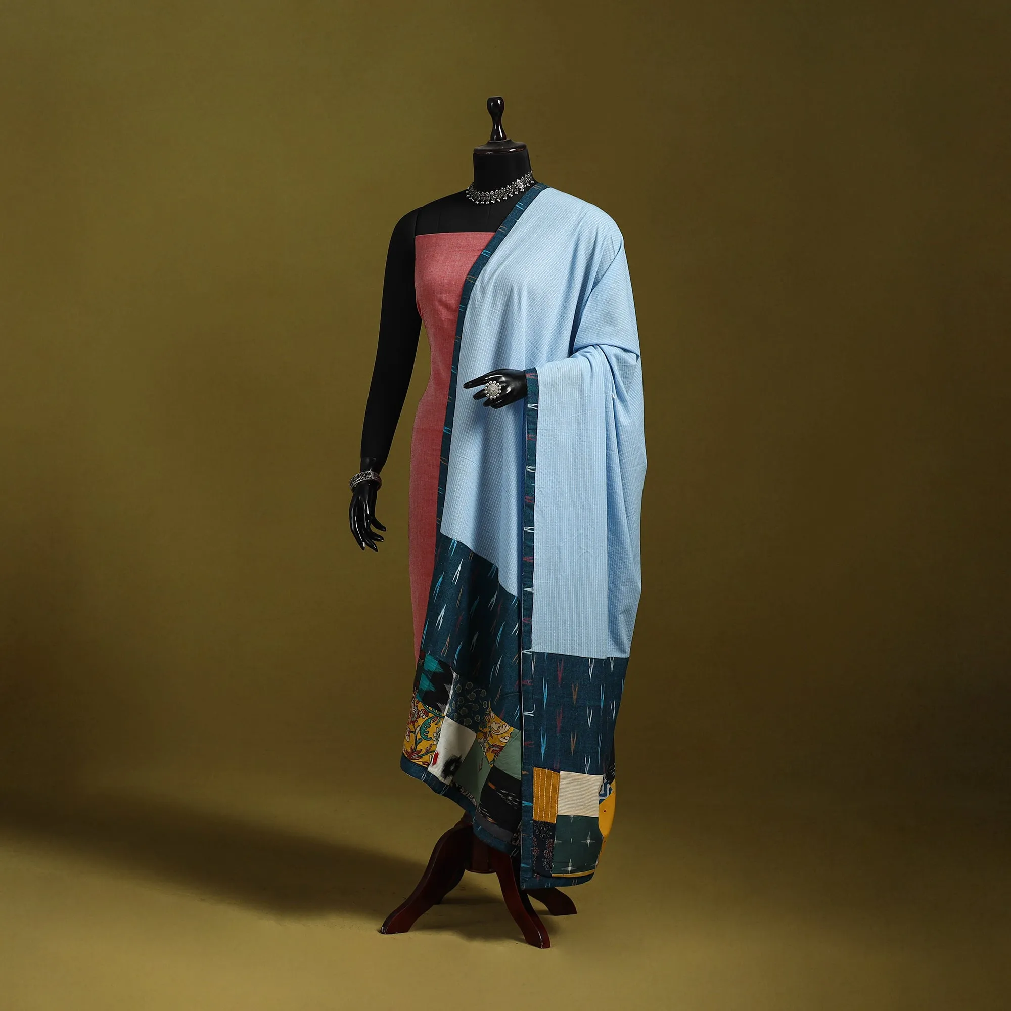 Running Stitch with Patchwork Cotton Dupatta 21 sold by Itokri