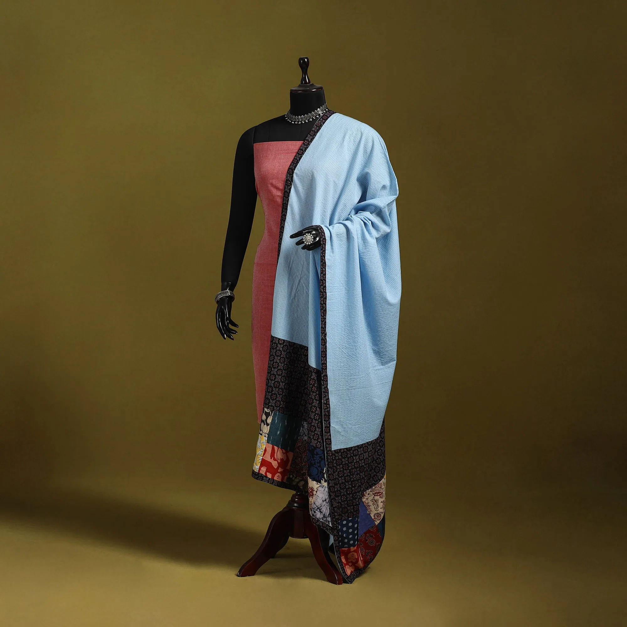 Running Stitch with Patchwork Cotton Dupatta 18 sold by Itokri