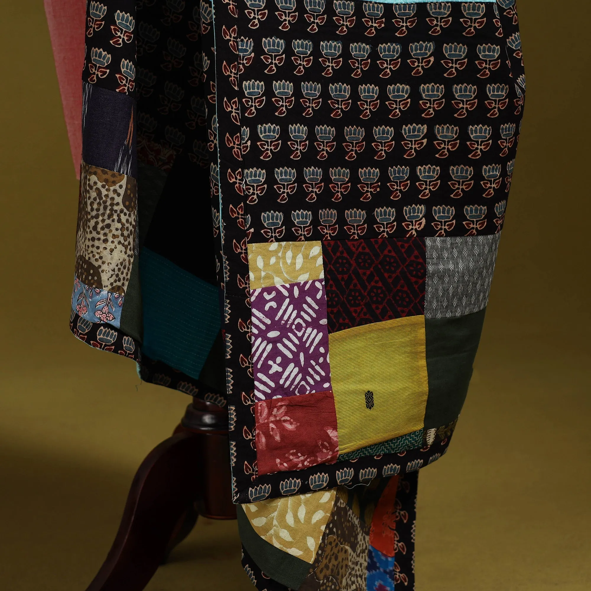 Blue - Running Stitch with Patchwork Cotton Dupatta 20 sold by Itokri product image thumbnail 4