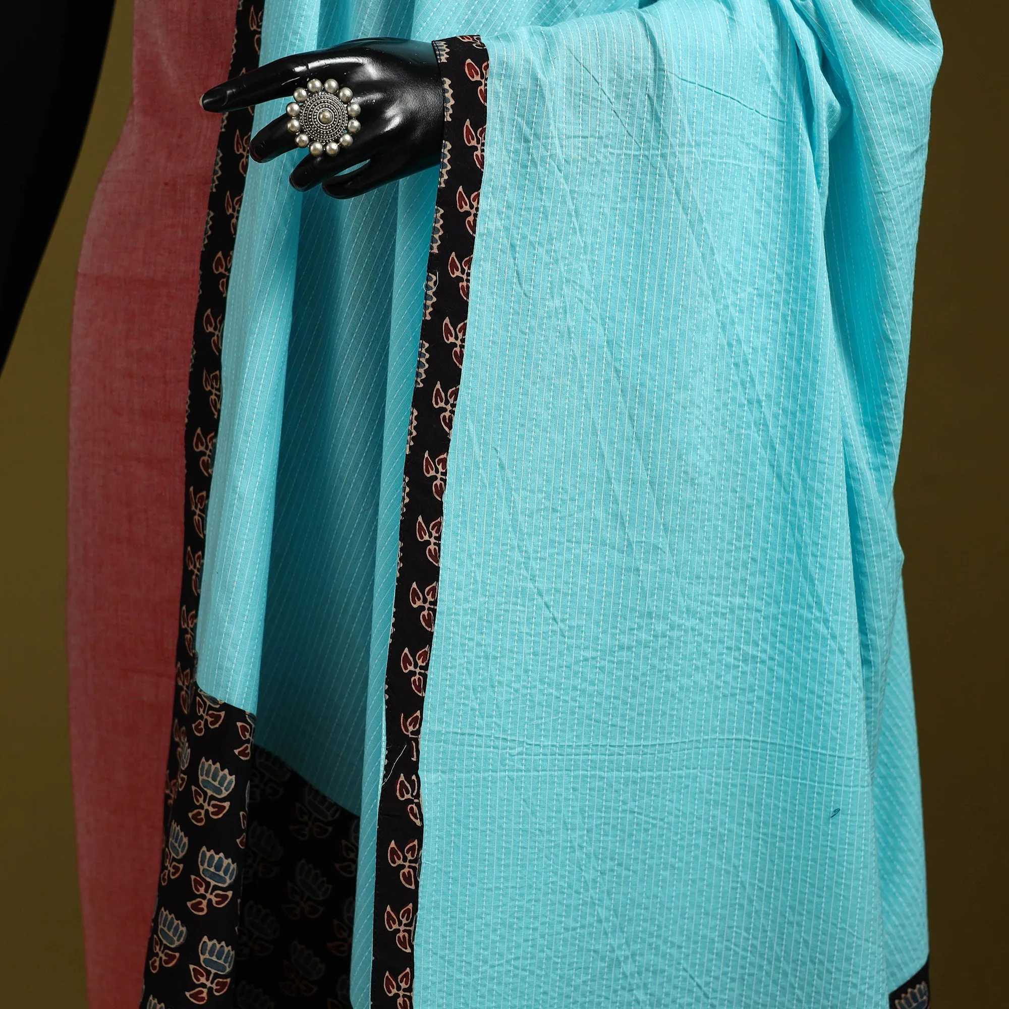 Blue - Running Stitch with Patchwork Cotton Dupatta 20 sold by Itokri product image thumbnail 3