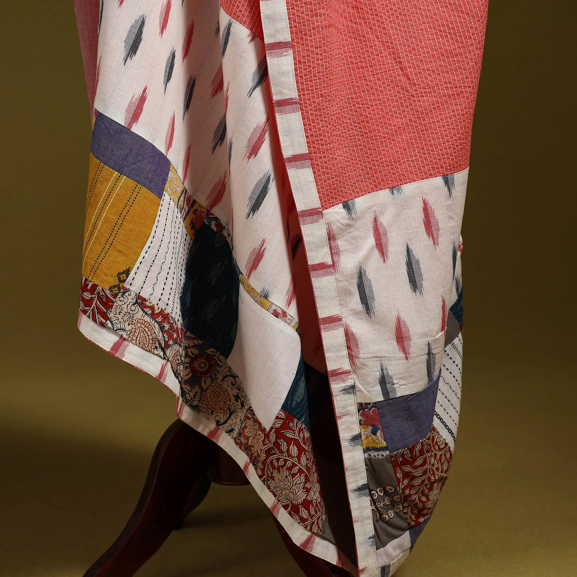 Pink - Running Stitch with Patchwork Cotton Dupatta 09 sold by Itokri product image thumbnail 4