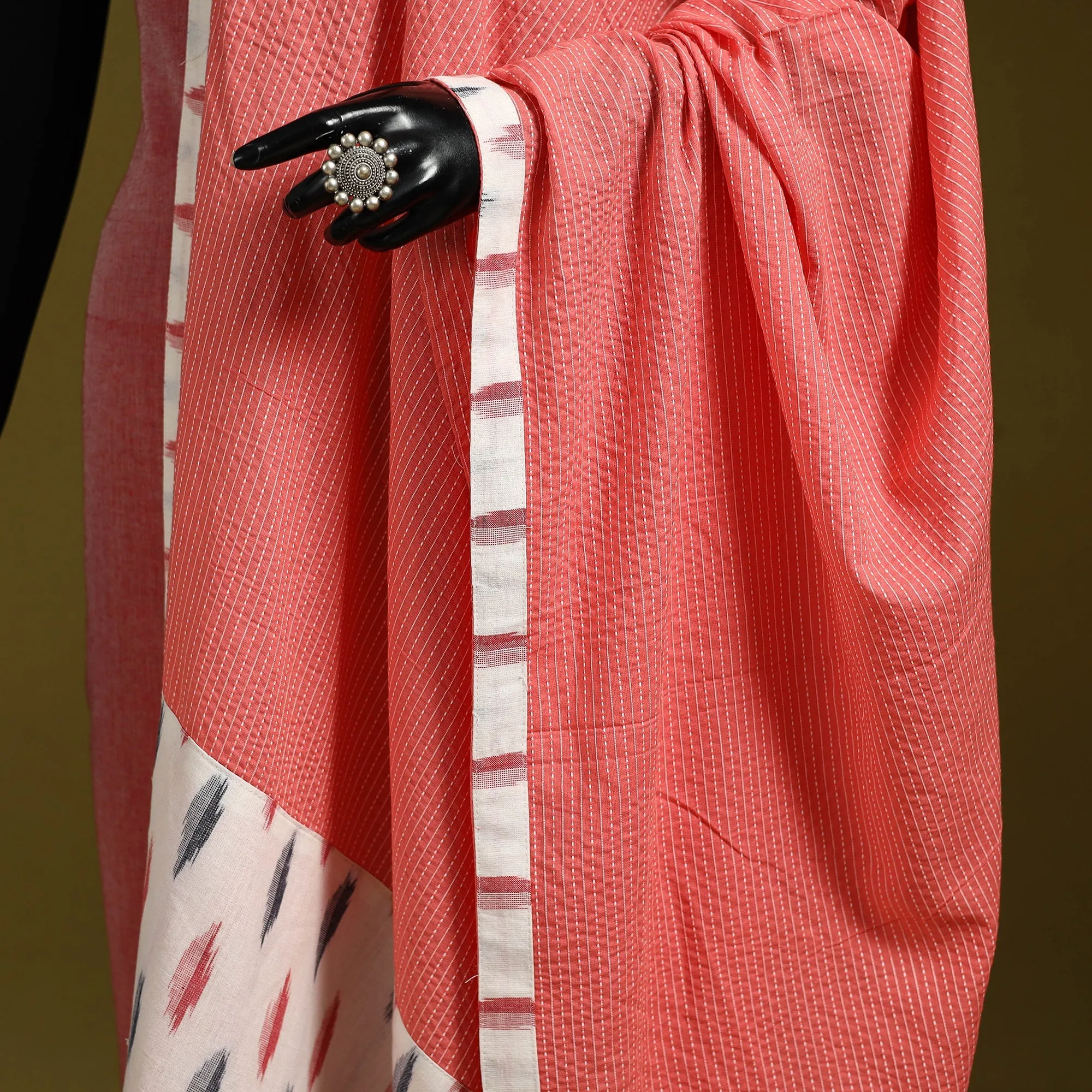 Pink - Running Stitch with Patchwork Cotton Dupatta 09 sold by Itokri product image thumbnail 3