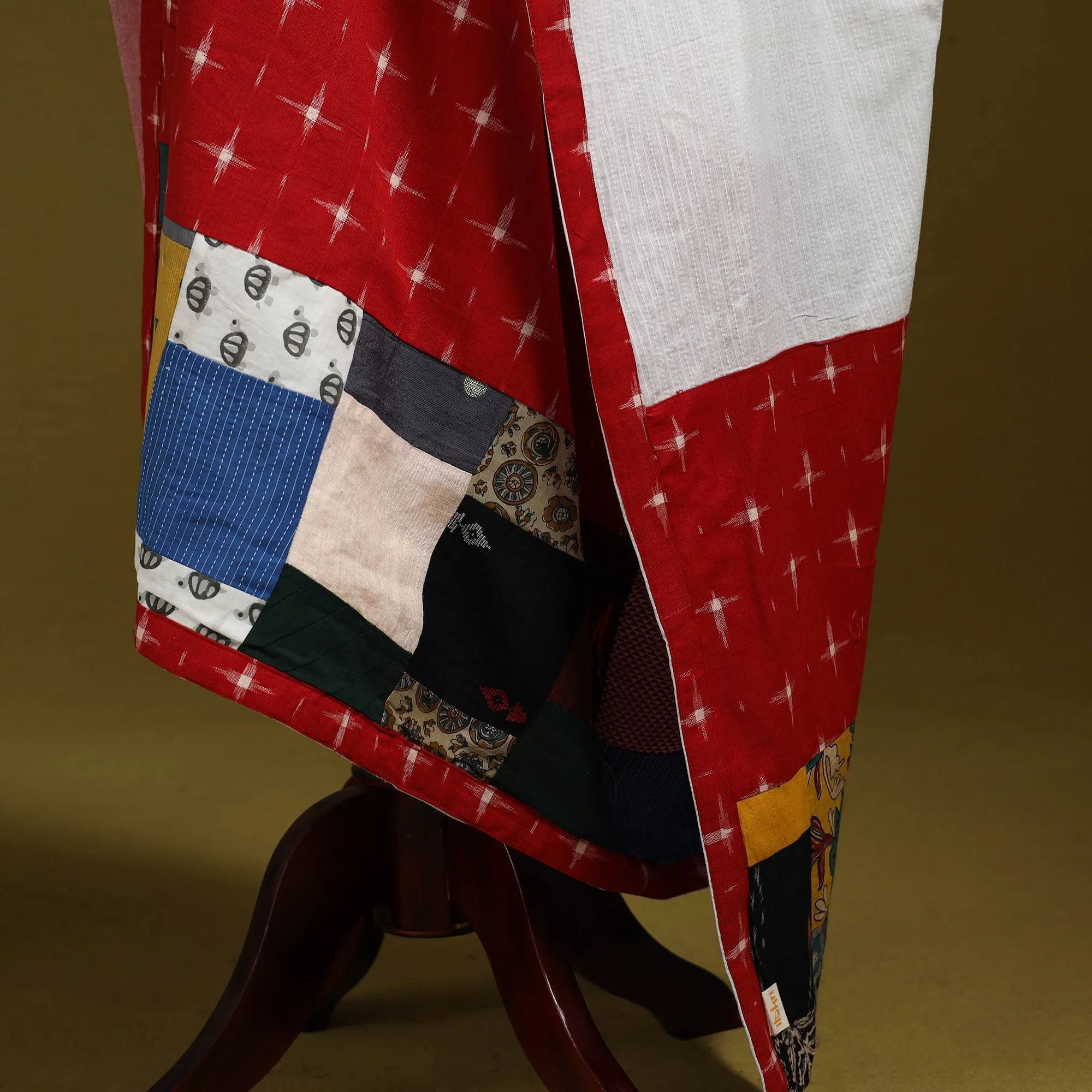 White - Running Stitch with Patchwork Cotton Dupatta 07 sold by Itokri product image thumbnail 4