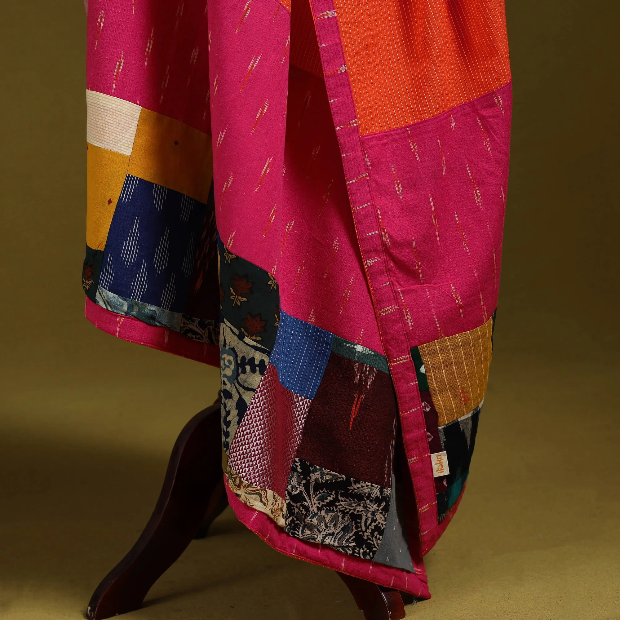 Orange - Running Stitch with Patchwork Cotton Dupatta 05 sold by Itokri product image thumbnail 4