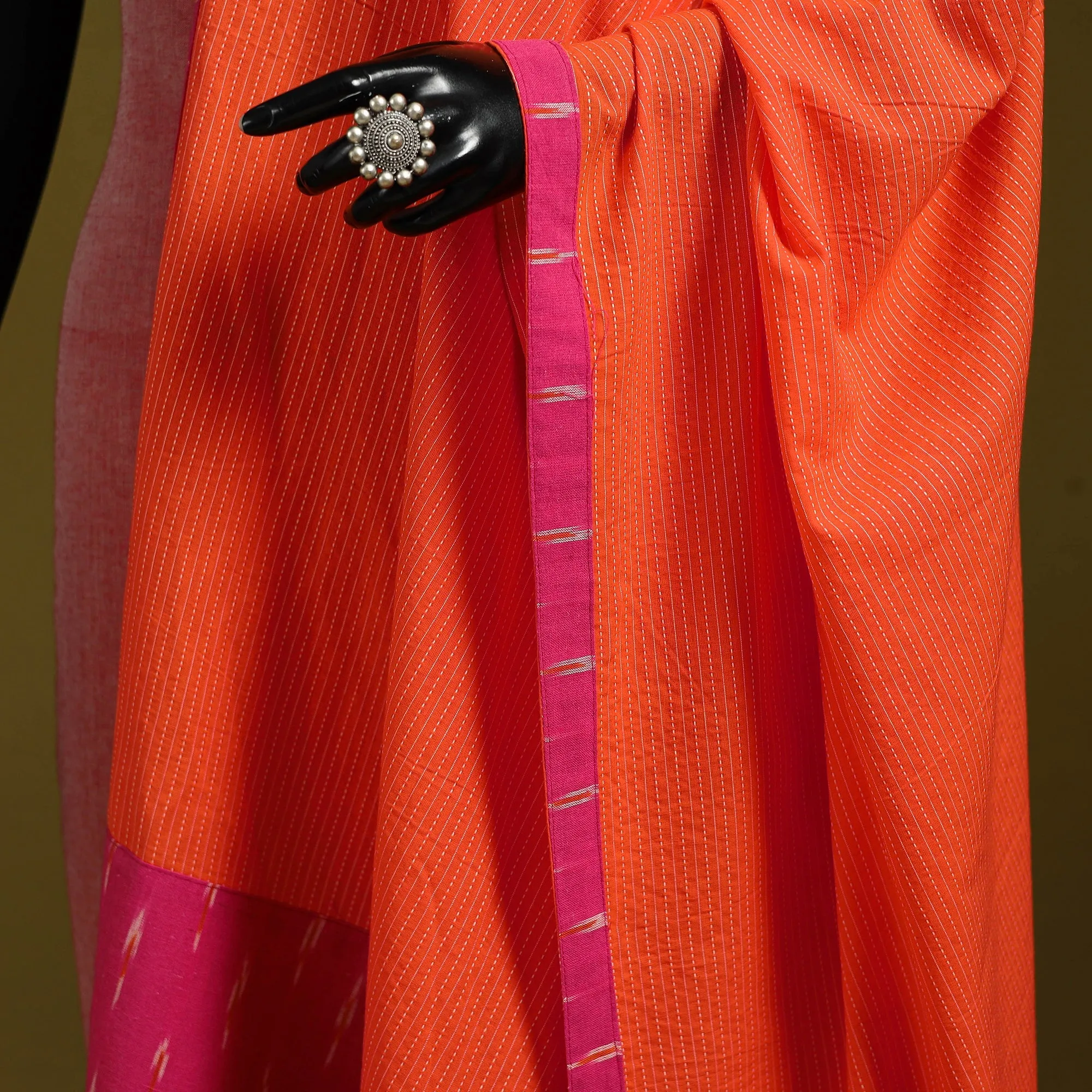 Orange - Running Stitch with Patchwork Cotton Dupatta 05 sold by Itokri product image thumbnail 3