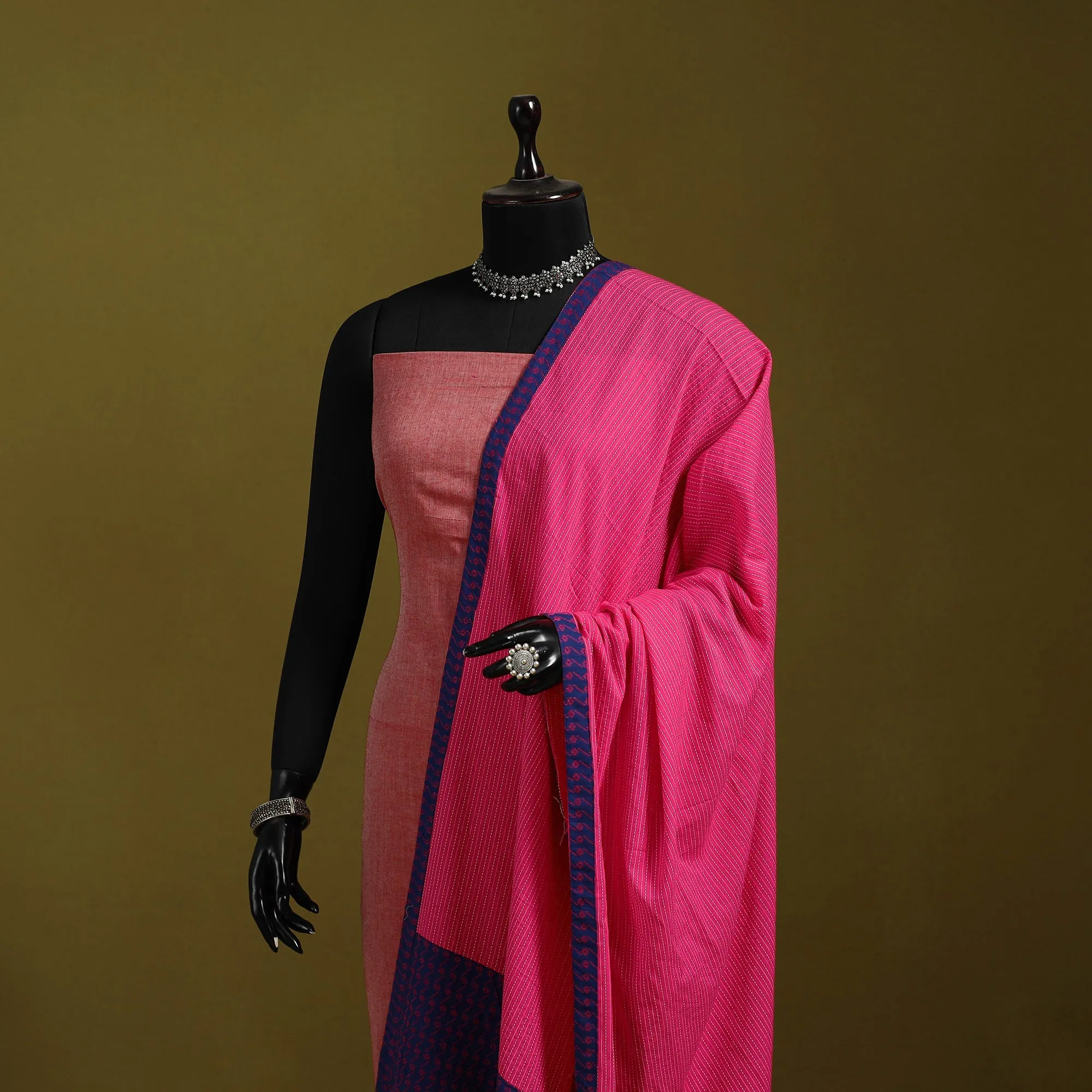 Pink - Running Stitch with Patchwork Cotton Dupatta 02 sold by Itokri product image thumbnail 2