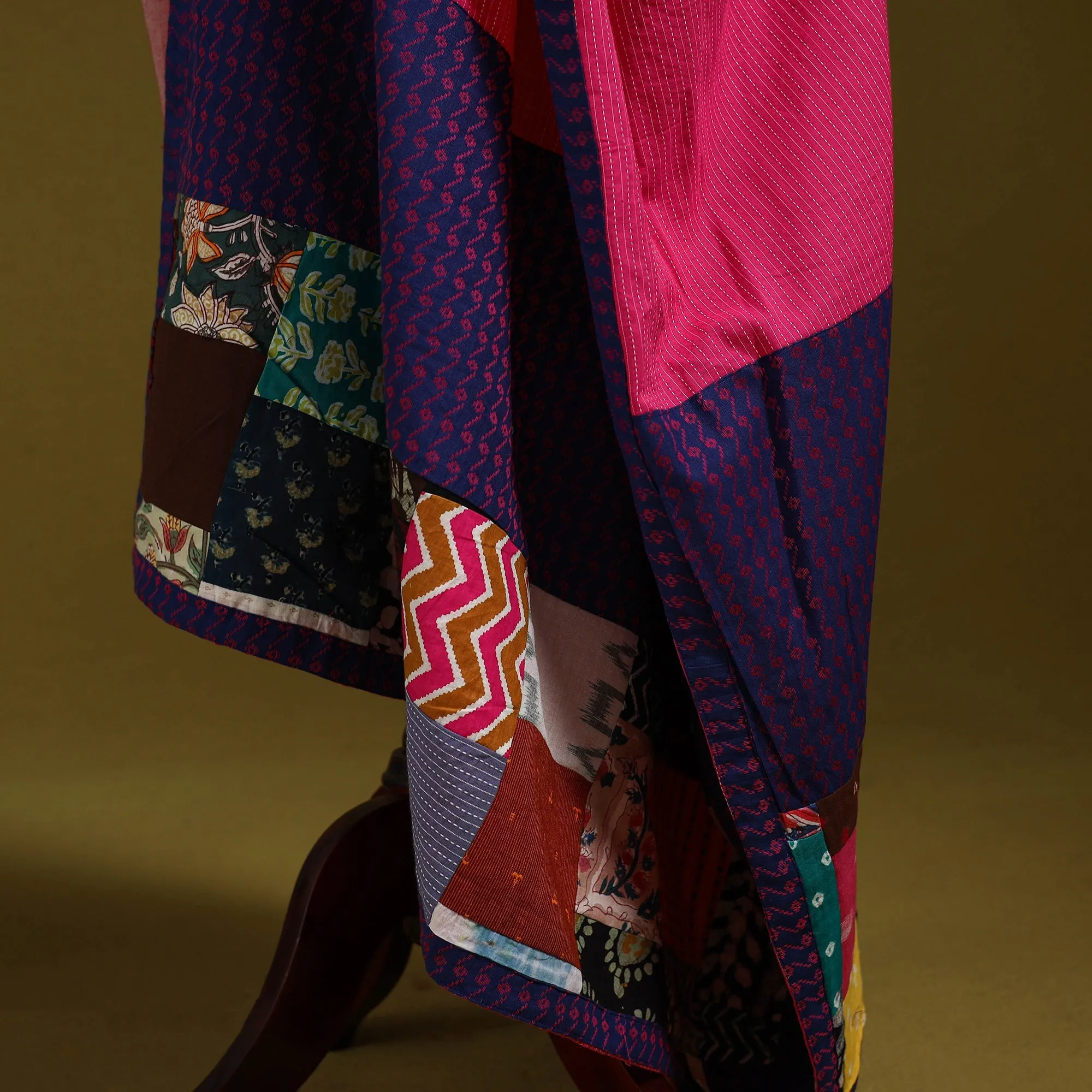 Pink - Running Stitch with Patchwork Cotton Dupatta 02 sold by Itokri product image thumbnail 4